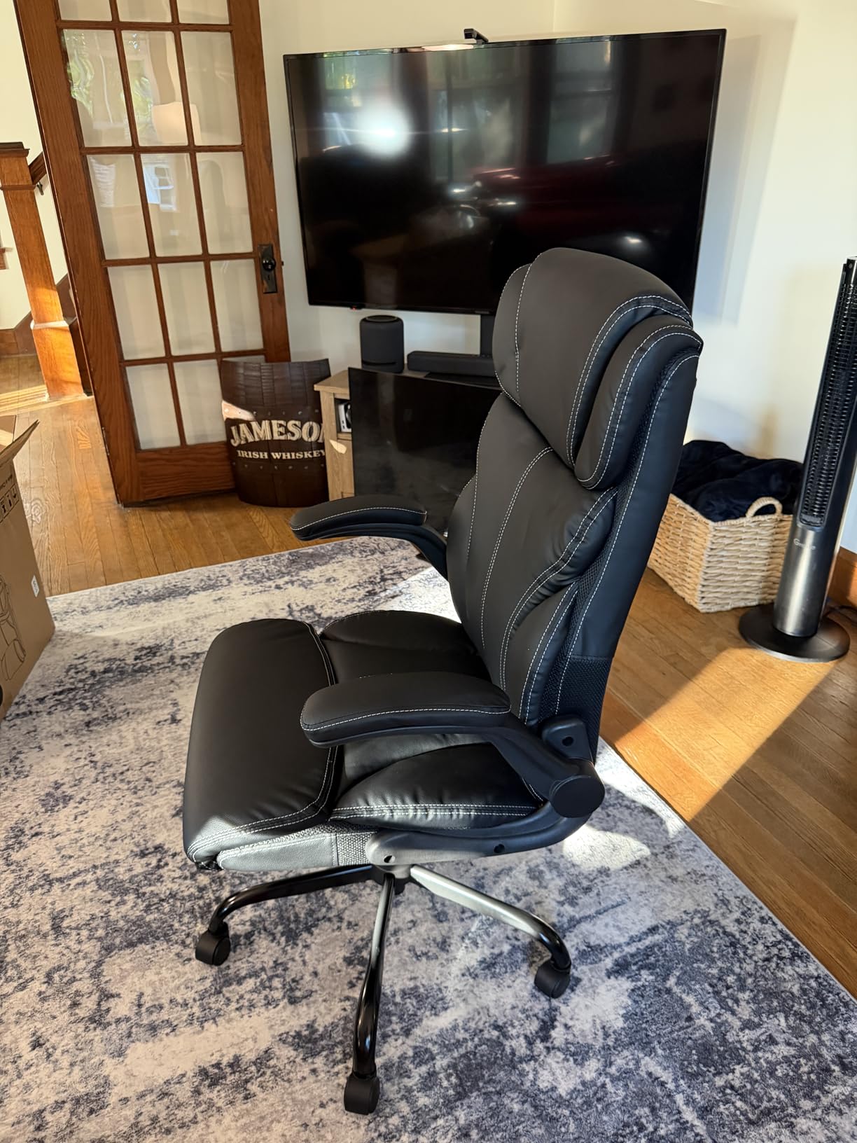HeroSet Office Chair, Ergonomic Big and Tall Computer Desk Chairs, Executive Breathable Leather Chair with Adjustable Flip-up Armrests, Lumbar Support Swivel PC Chair with Rocking Function,Matte Black customer photo 2
