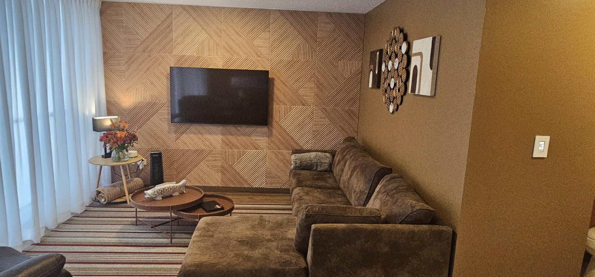 BUBOS 6-Pack Acoustic Panels, Wood Grain Sound Absorbing Panels, 23.6x23.6 customer photo 2