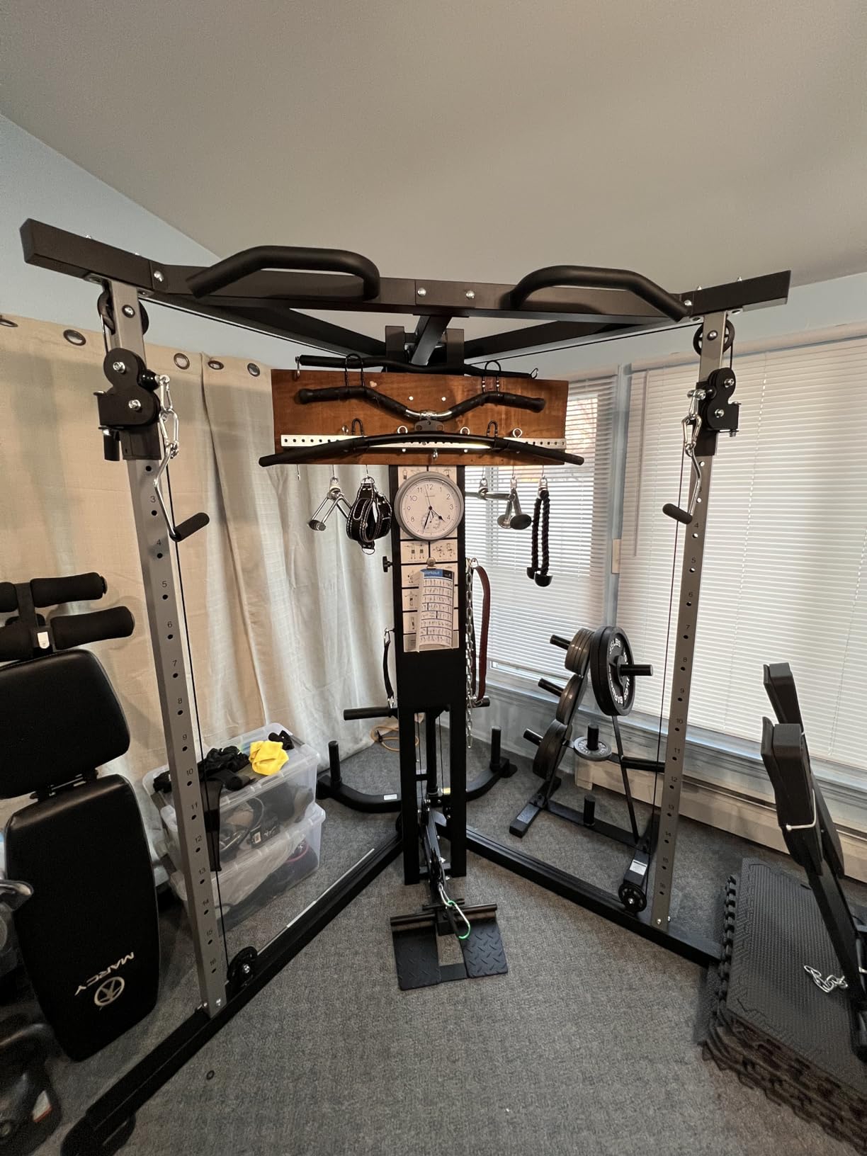 DONOW Cable Crossover Machine, Cable Fly Machine Home Gym System Workout Station with Dual Pulley System Pull-Up Bar Cable Bar and LAT Pull Down System customer photo 1
