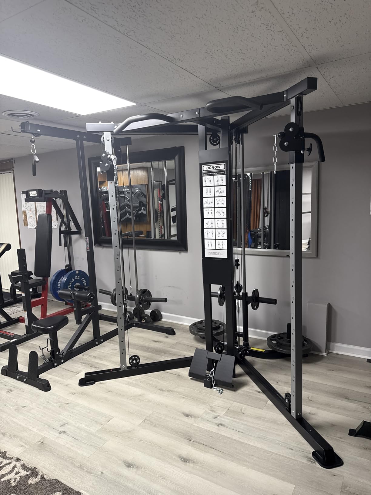 DONOW Cable Crossover Machine, Cable Fly Machine Home Gym System Workout Station with Dual Pulley System Pull-Up Bar Cable Bar and LAT Pull Down System customer photo 2