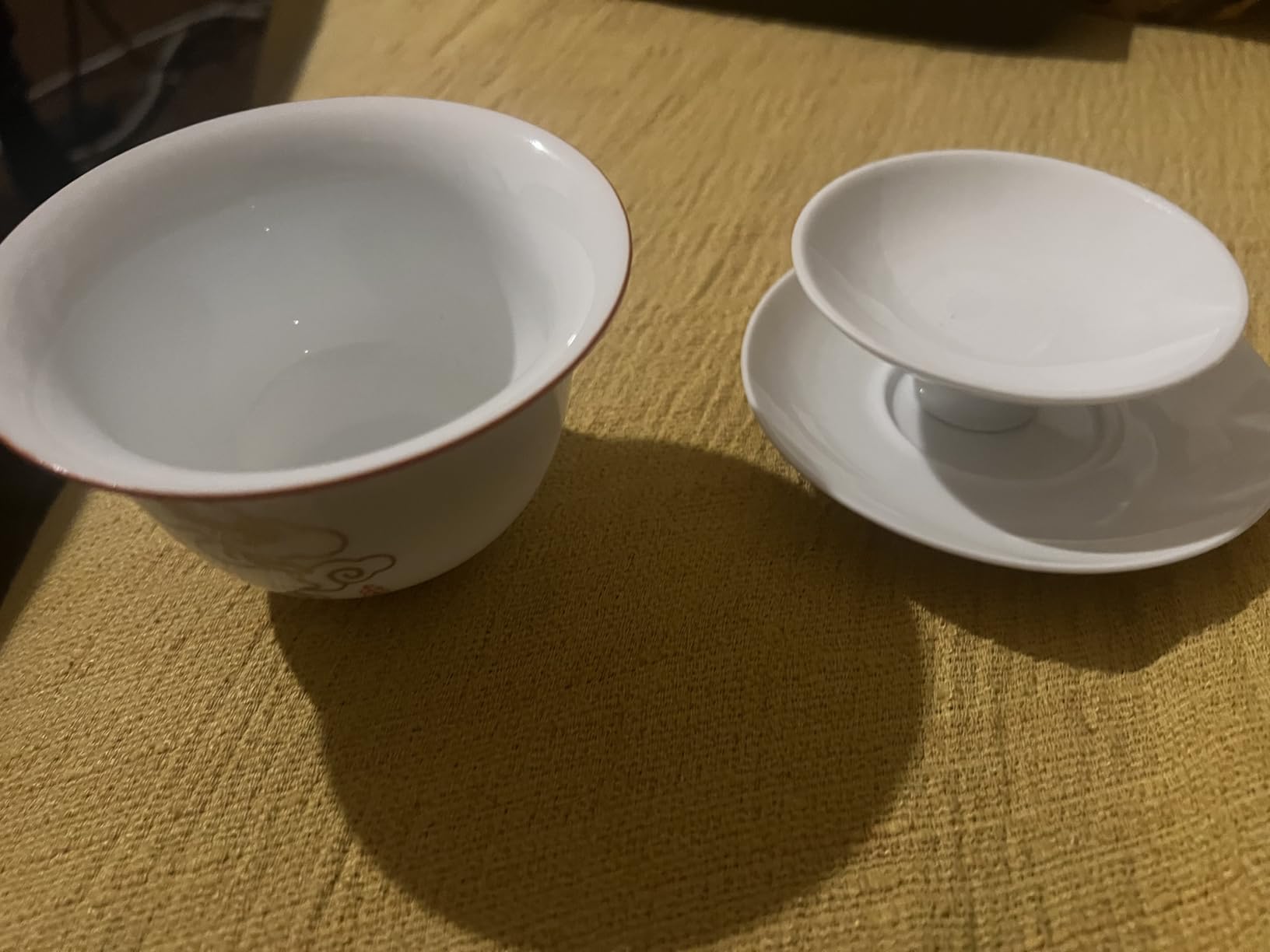 Chinese Gaiwan Set 8oz, Porcelain Tea Bowl Cup Saucer White | Traditional Chinese Gaiwan tea set with lid, bowl, and saucer, elegant fish leaping design for authentic Gongfu tea ceremony customer photo 1
