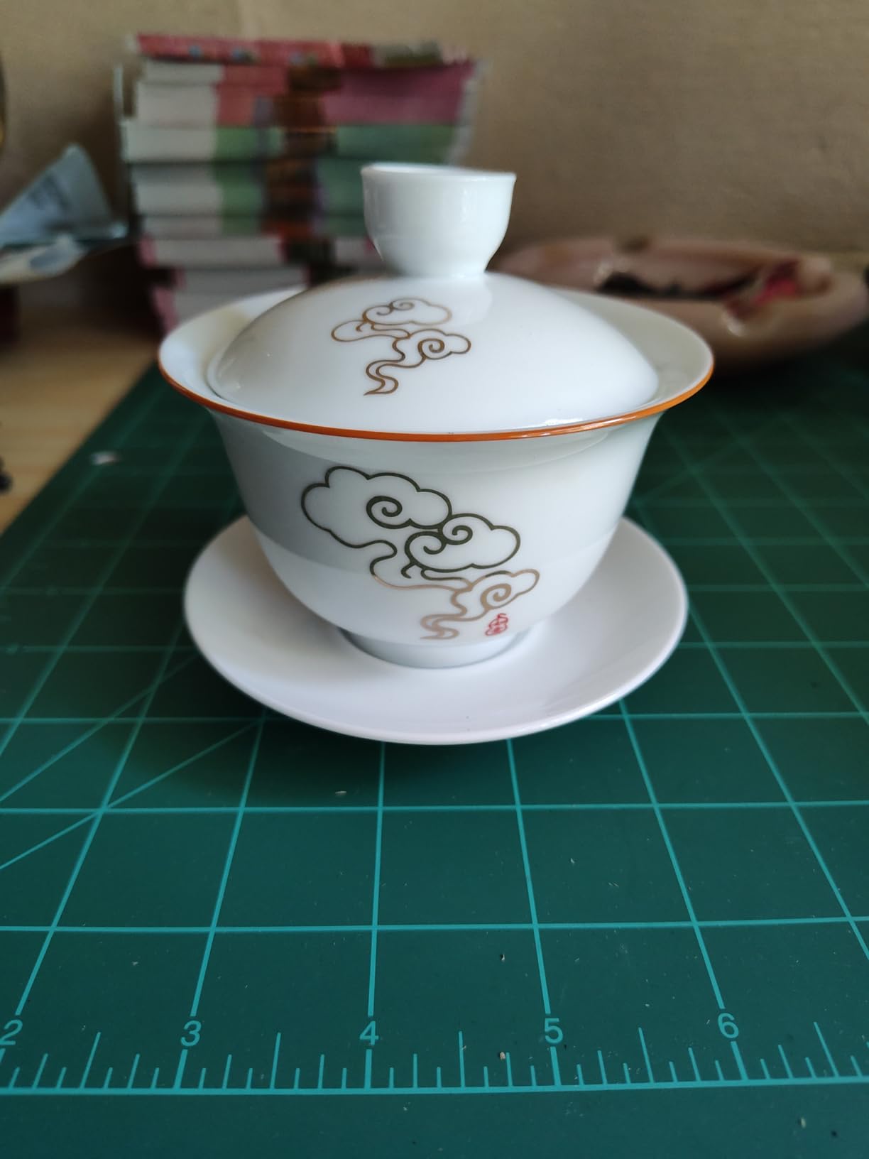 Chinese Gaiwan Set 8oz, Porcelain Tea Bowl Cup Saucer White | Traditional Chinese Gaiwan tea set with lid, bowl, and saucer, elegant fish leaping design for authentic Gongfu tea ceremony customer photo 2