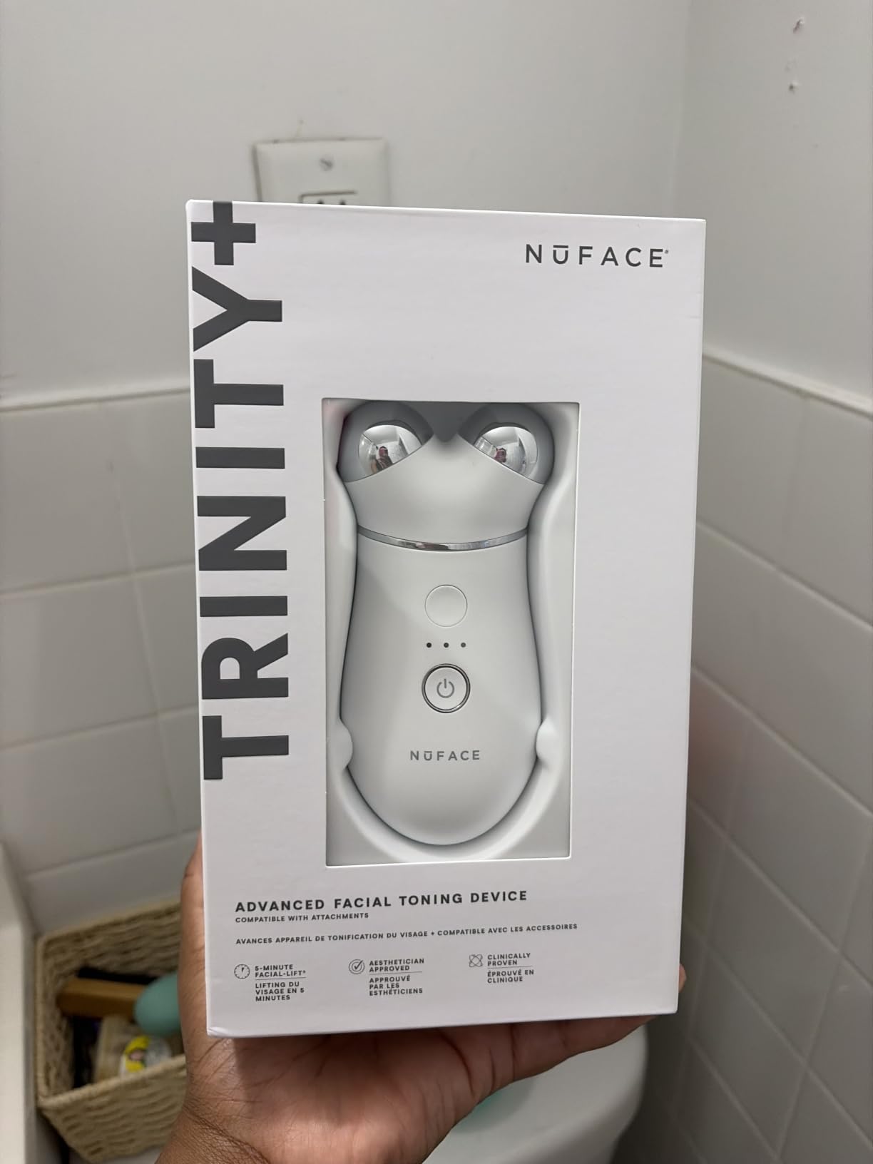 NUFACE Trinity+ Skin Tightening & Face Lift Device - Microcurrent Facial Sculpting Tool to Contour Cheeks, Jawline & Neck, 3 Frequencies, Supports Lymphatic Drainage + Activator Gel, Sandy Rose customer photo 1