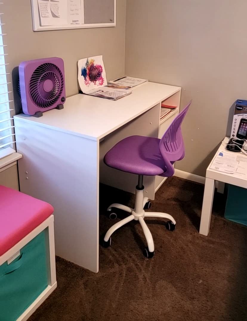 Giantex Kids Desk Chair, Armless Mesh Children Study Seat, Swivel Teen Desk Computer Chair with Adjustable Height & Lumbar Support, Turquoise customer photo 1