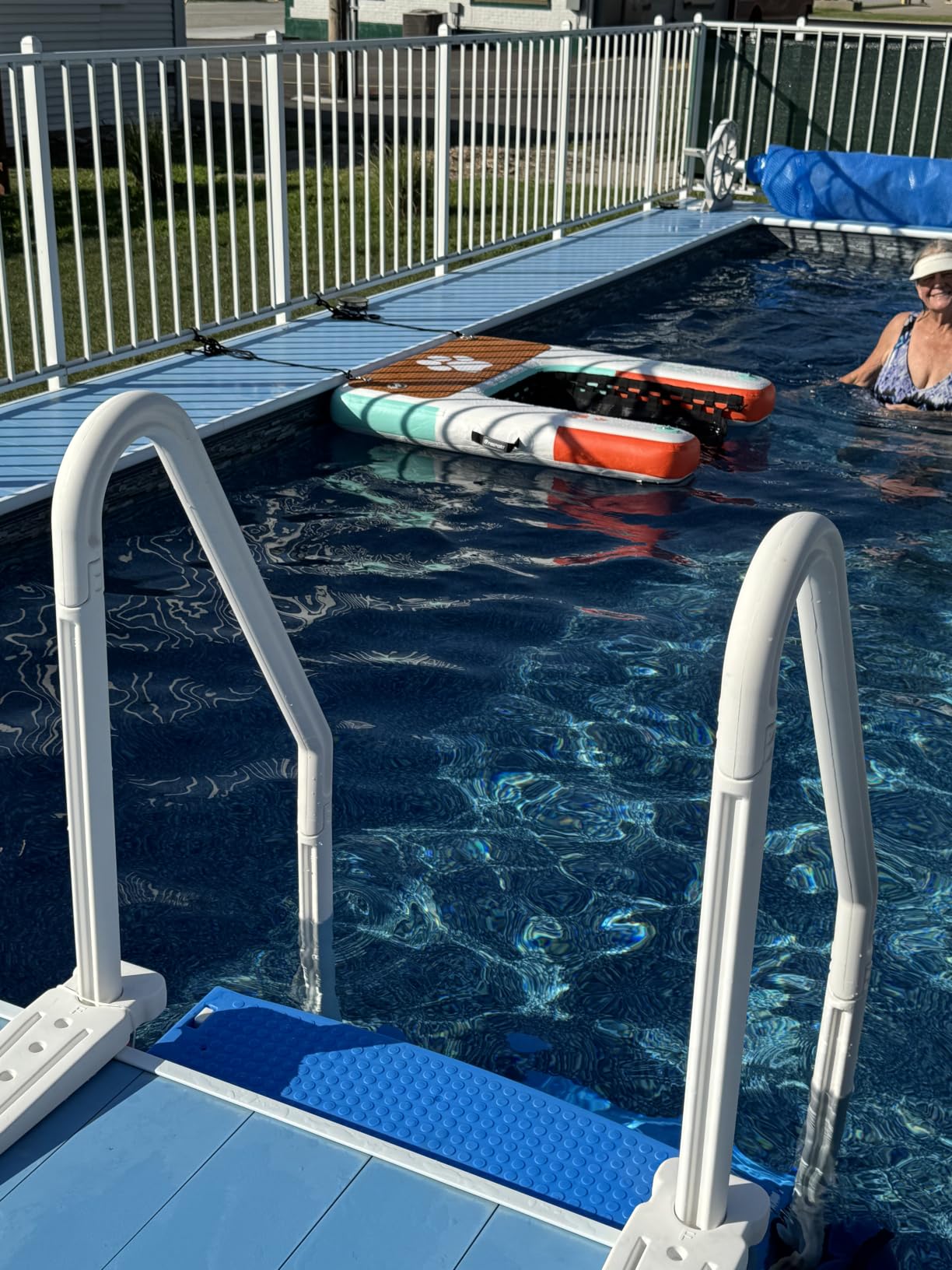 FBSPORT Inflatable Dog Boat Ramp Floating Dock Water Ladder for Pool, Boat, Non-Slip EVA Floating Ladder Pool Ramp for Dog Up to 220 LBs, Safe & Easy Access customer photo 1