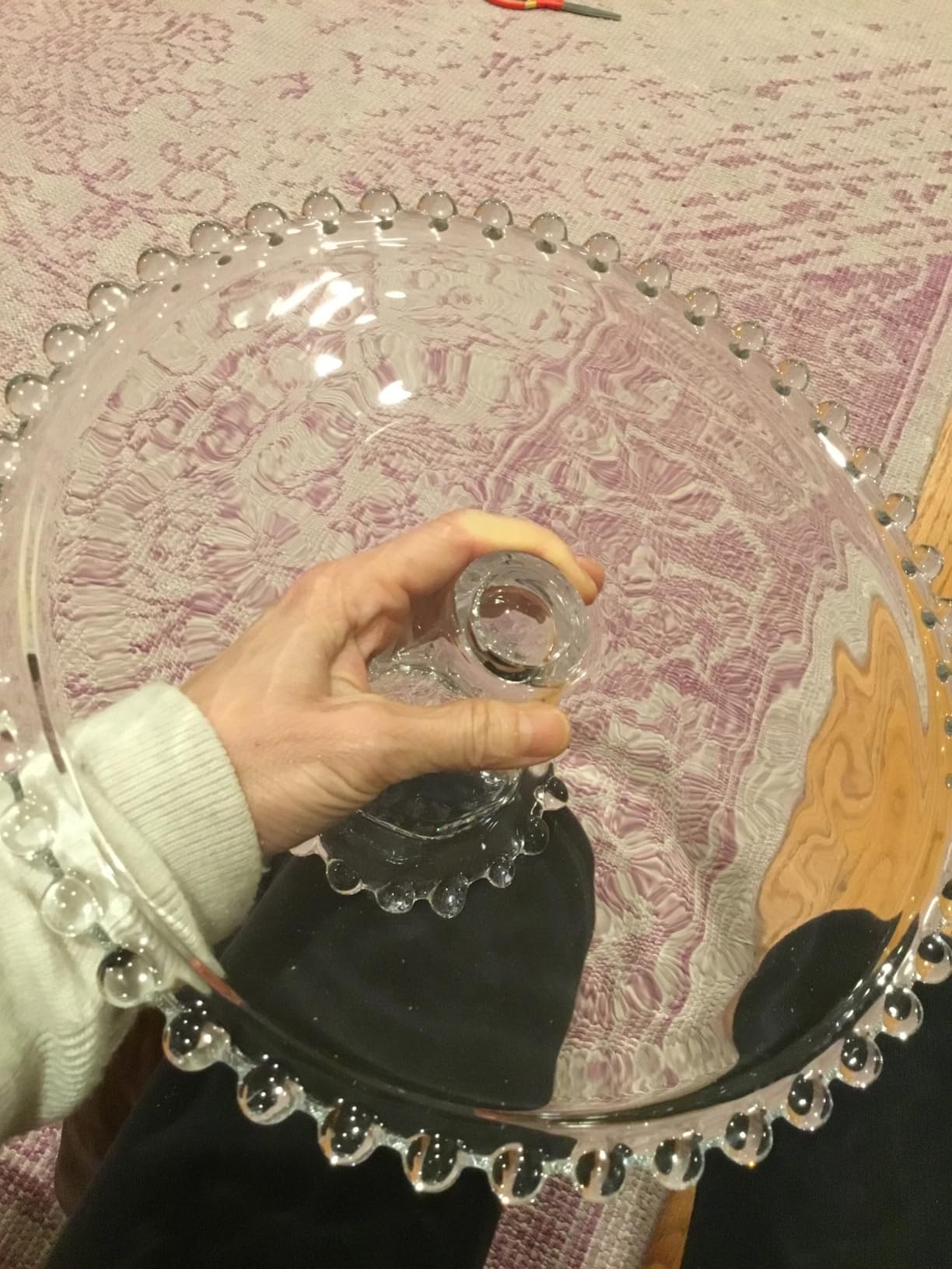Fitz & Floyd Beaded Large Glass Cake Stand, 10.75 Inch Clear Glass Pedestal Cake Stand for Desserts, Appetizers, and Entertaining customer photo 2