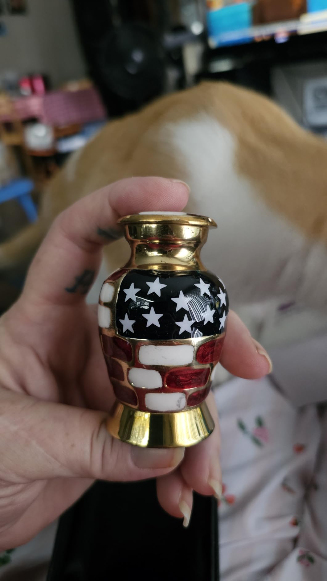Trupoint Memorials Cremation Urns for Human Ashes, Military and Patriotic Decorative Burial Urn for Veteran Adult Men and Women, Large Blue customer photo 2