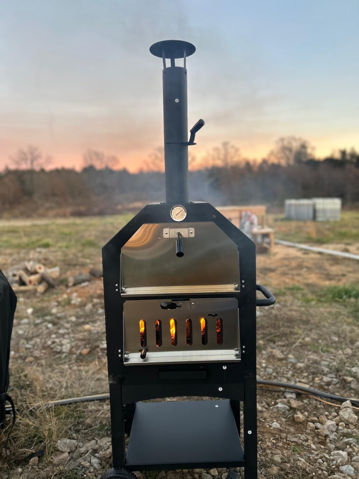 Pizza Oven Outdoor Wood Fired and Gas Pizza Oven 12 Multi-Fuel Pizza Oven, Portable Pizza Maker Oven Grill for Outside Backyard, with Gas Burner, Wood Tray, oven gloves, Peel, and Cutter customer photo 2