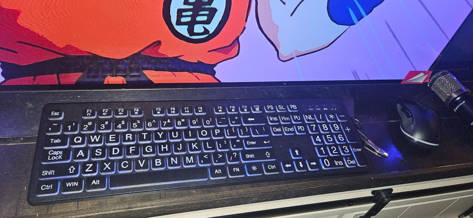 Large Print Wireless Keyboard and Mouse - 7 Colors Backlit Keyboard, Oversize Letters Keys Easy to See and Type, Rechargeable Keyboard and Mouse with Light Up Key, Compatible for PC, Windows, Gaming customer photo 1