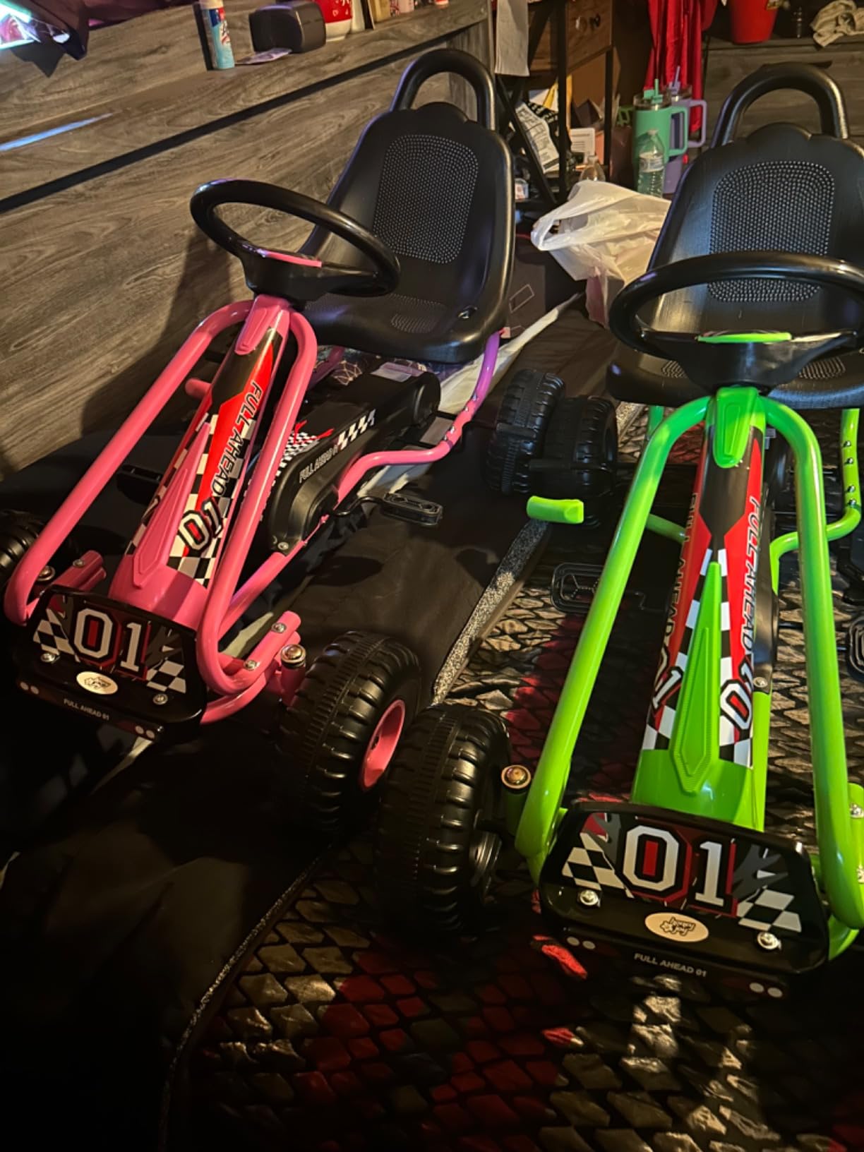 Costzon Go Kart for Kids, 4 Wheel Pedal Powered Go Cart with Adjustable Seat, Handbrake & Non-Slip Wheels, Outdoor Racer Ride On Pedal Car, Gift for Boys Girls (Pink) customer photo 1