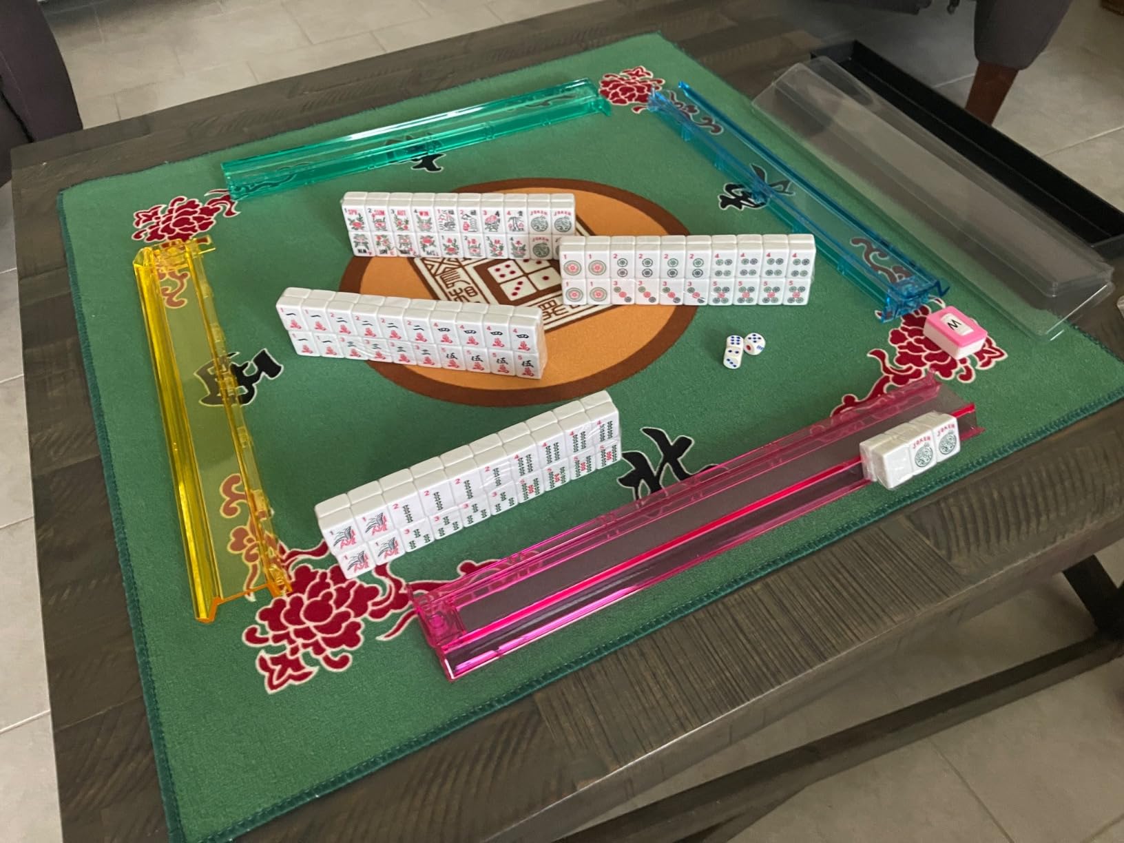 Jongyance American Mahjong Set with Blue Carrying Bag, 166 White Tiles, 4 All-in-One Rack/Pushers, Mahjong Tiles Set (Ma Jong, Mah-Jongg, Majiang) customer photo 1