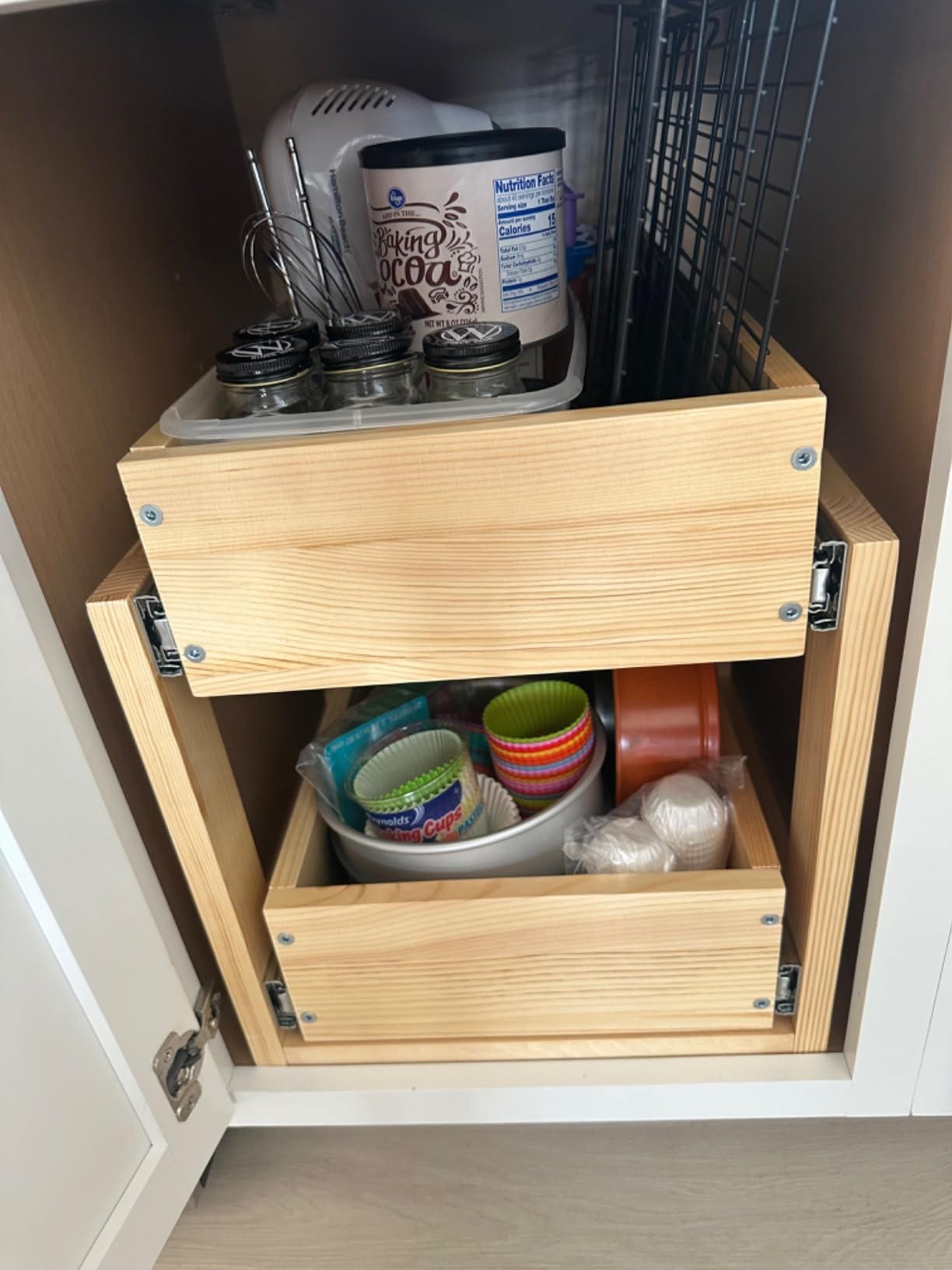Mulush Pull Out Cabinet Organizer 17''W×21''D×16''H Slide Out Drawer | Soft Close Wood Kitchen Pullout Drawers for Cabinets Shelves for Kitchen, 2-Tier, Finished, Heavy-Duty, Bottom Assembly customer photo 2