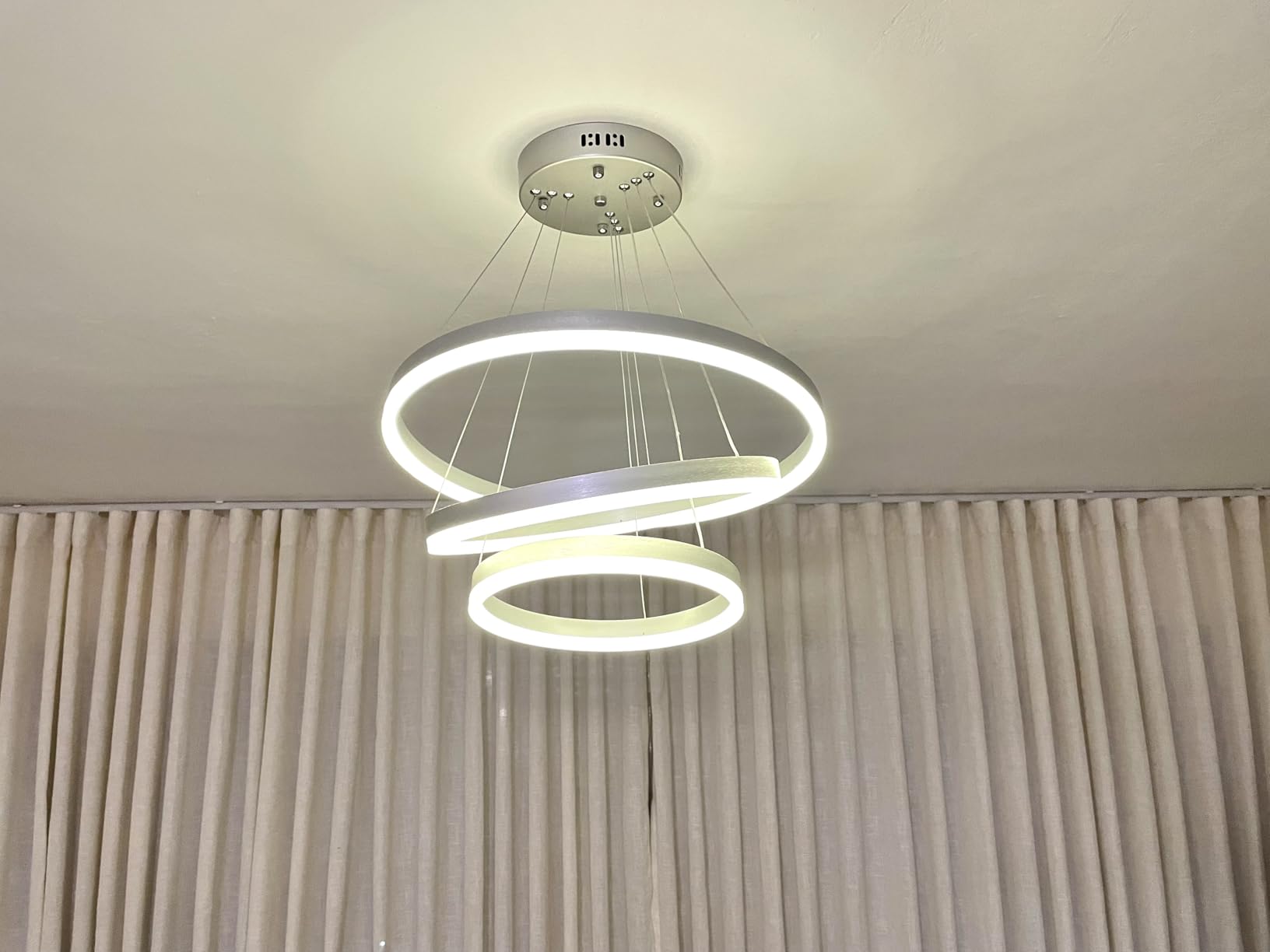 Modern Led Chandelier 3 Rings Black Pendant Lights Dimmable Chandeliers Color Temperature Height Adjustable Black Chandelier Led Pendant Light for Living Room Dining Room Bedroom Entryway customer photo 2