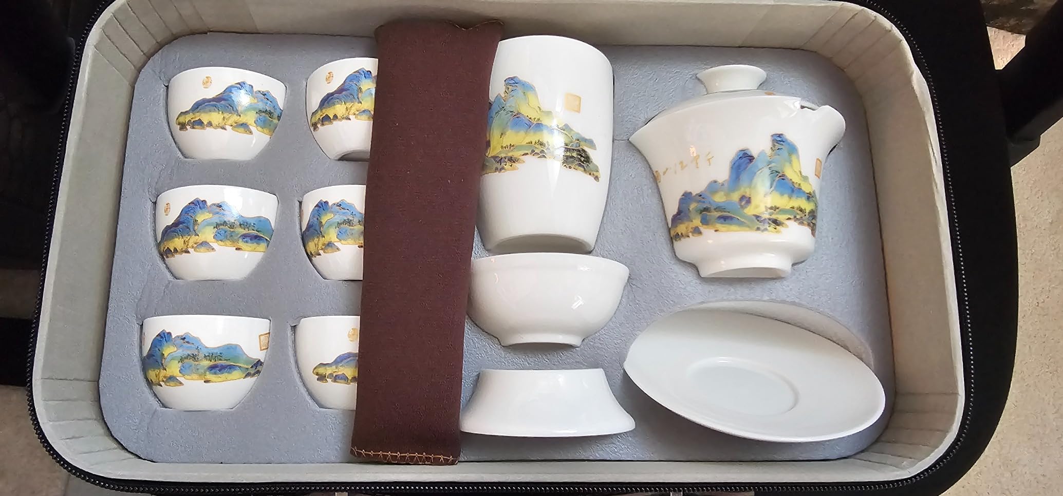 Chinese Tea Set Traditional, Chinese Kung Fu Tea Set for Adults, Gaiwan Tea Set with 6 Cups customer photo 2