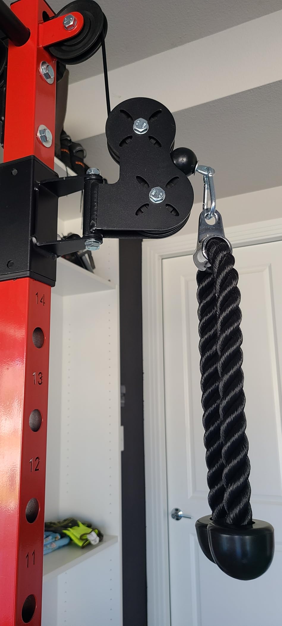 Mikolo Folding Squat Rack, Wall Mounted Power Rack with Cable Crossover Machine & LAT Pull Down, Functional Trainer with 5 Adjustable Function Modes, Home Gym Package customer photo 1