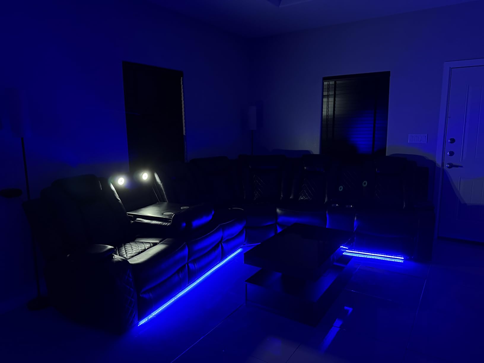 Power Recliner Sofa Sectional Couch for Living Room Furniture Set, Leather Reclining Corner Sectional Couch with 3 Recliner Seats, Cup Holder, Storage, LED Light for House/Home Theater, Black customer photo 2