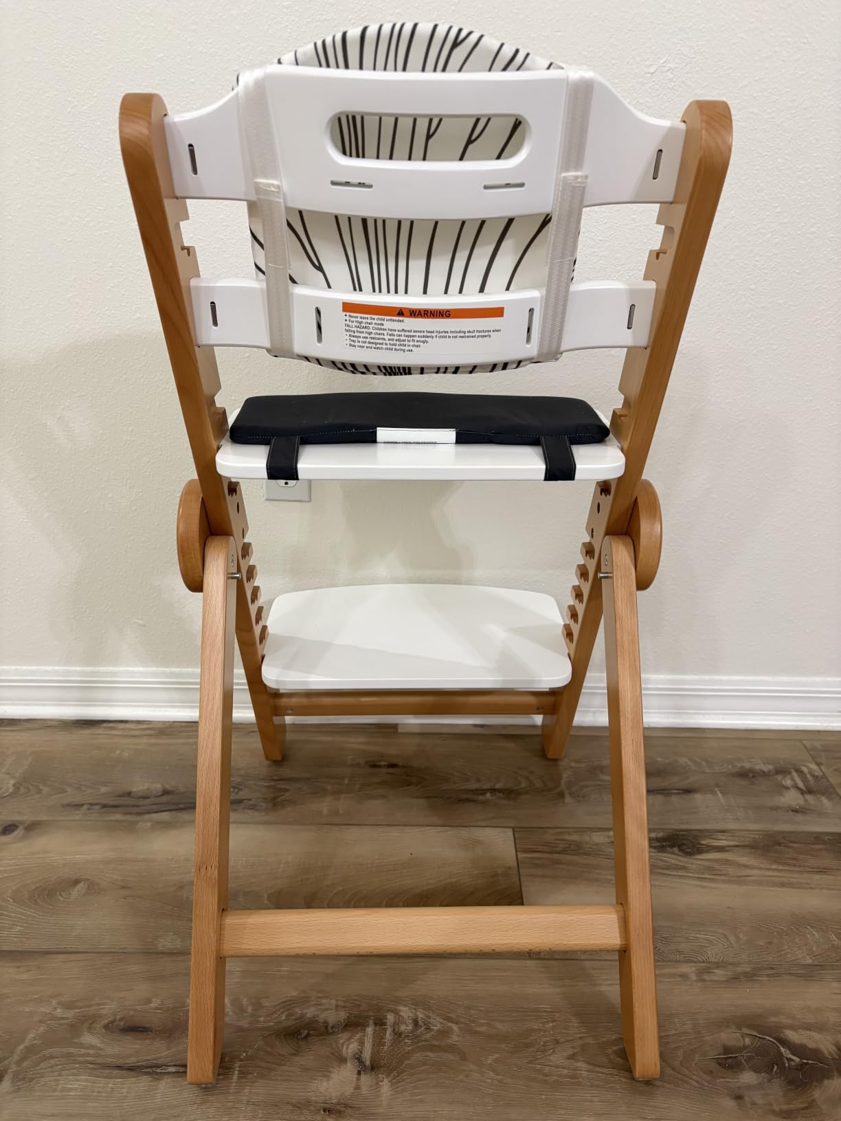 Ezebaby Foldable Wooden High Chair, No-Tools Adjustable Baby High Chair for Toddlers to Adult, Space-Saving Space Highchairs with Double Tray & Washable Cushion (Modern White) customer photo 2