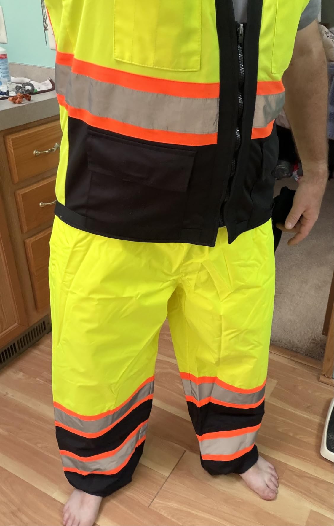 JKSfafety Rain Pants Men with Hi Vis 3M Reflective Strips Black L customer photo 1