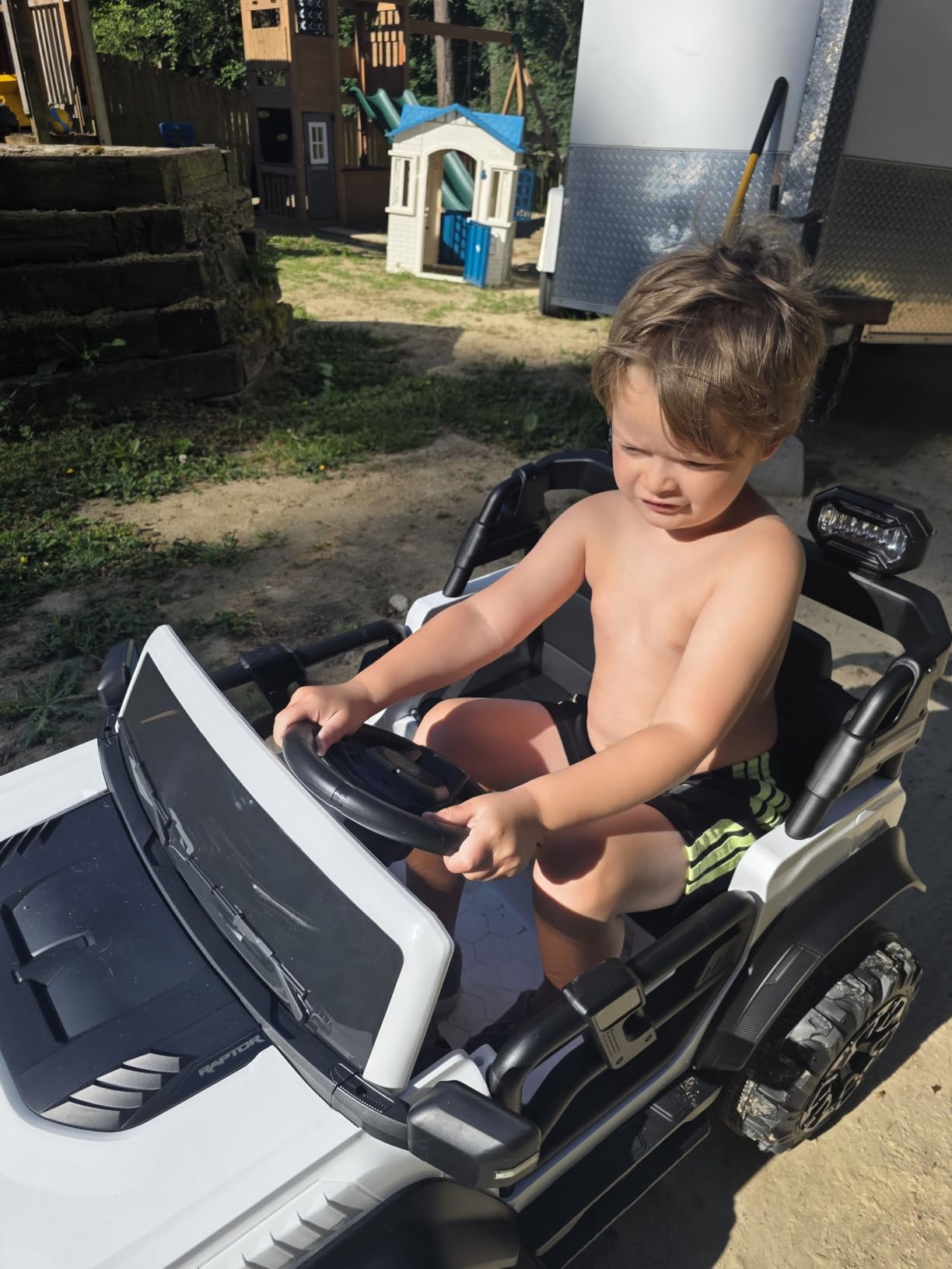 ENYOPRO 2 Seater Ride On Car for Kids, 24V Licensed Ford Bronco Raptor Electric Power Ride On Truck Toy with Remote Control, 4 Wheels Shock Absorption, Soft Start, Bluetooth, Radio, 3 Speed - Blue customer photo 2