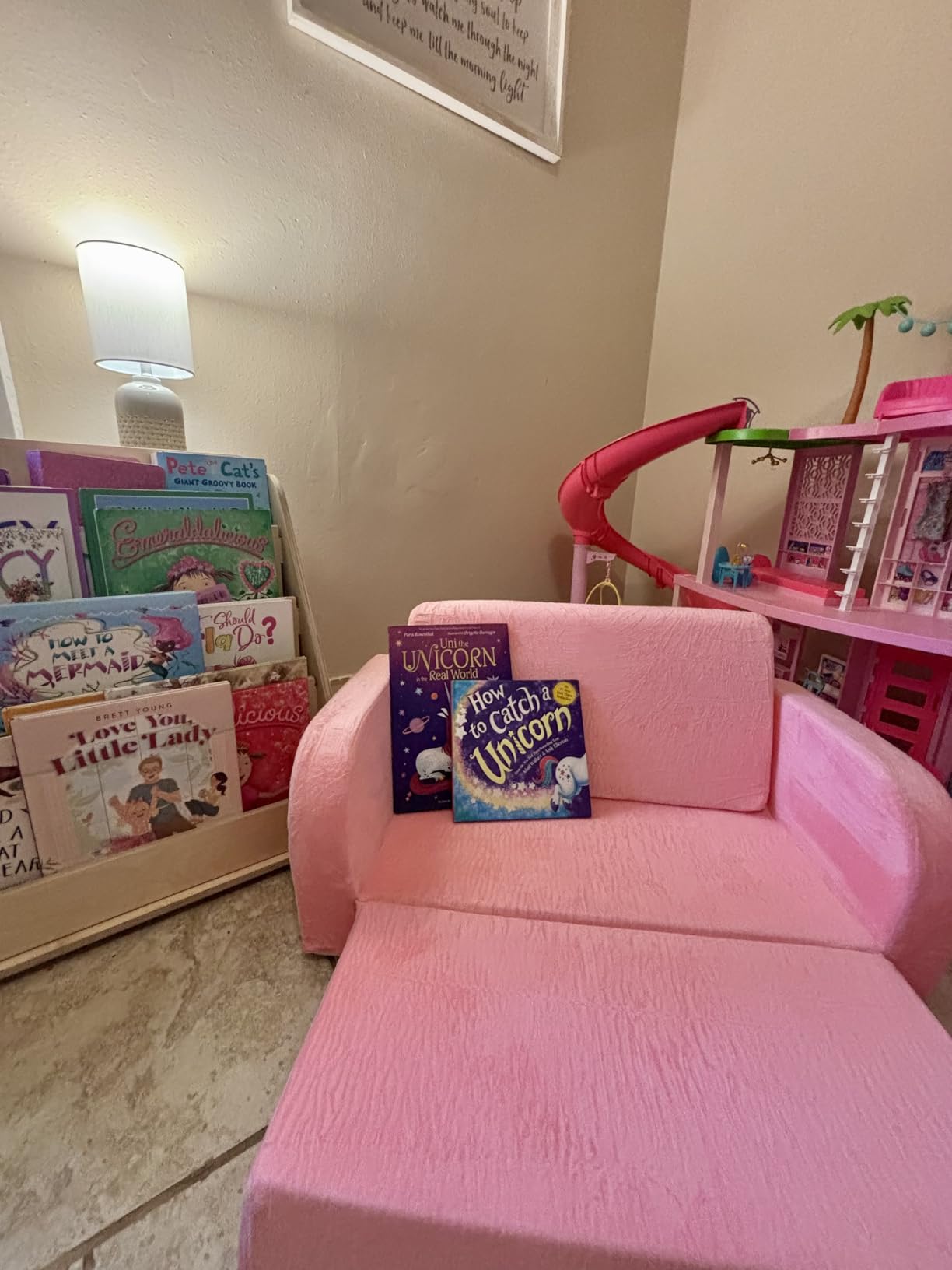 little dove 3-in-1 Extra Wide Convertible Kids Couch, Flip Open Kid Sofa, Machine-Washable Kid Couch for Girls, Kids Sofa for Fun Playtime, Gray customer photo 1