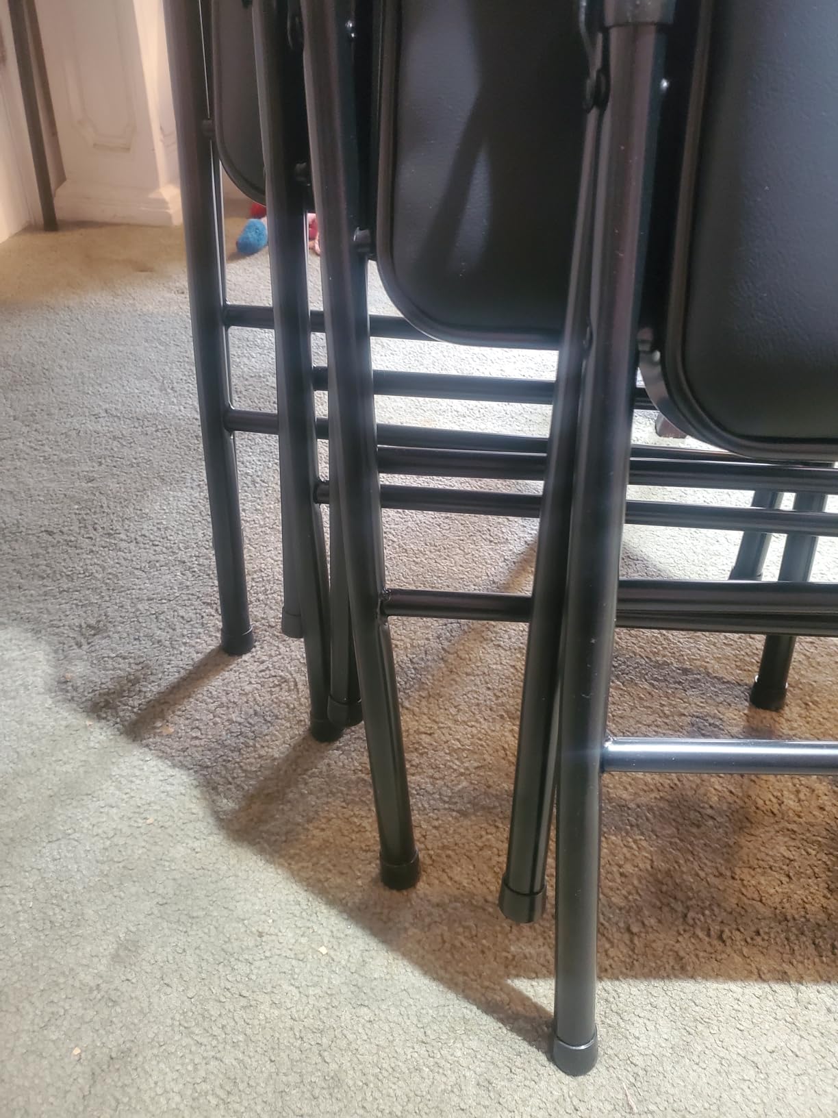 Folding Portable Card Table and Foldable Chair Set of 5, Pu Upholstered Foldable Chairs and Table With Metal Frame, Folding Table and Chair Suitable for Dining Room, Living Room, Office, Camping-Grey customer photo 1