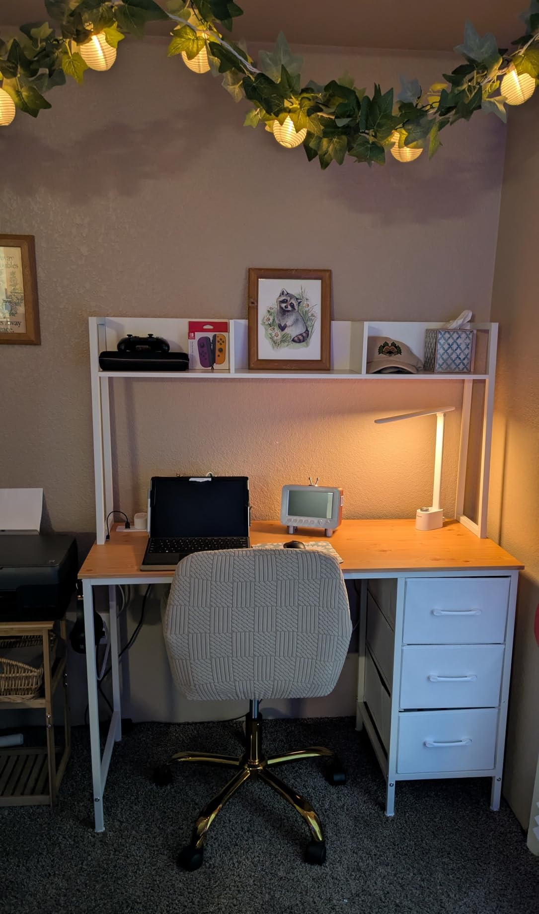 DLisiting White Computer Desk with Hutch & Drawers - 47 Inch with Power Outlets customer photo 1