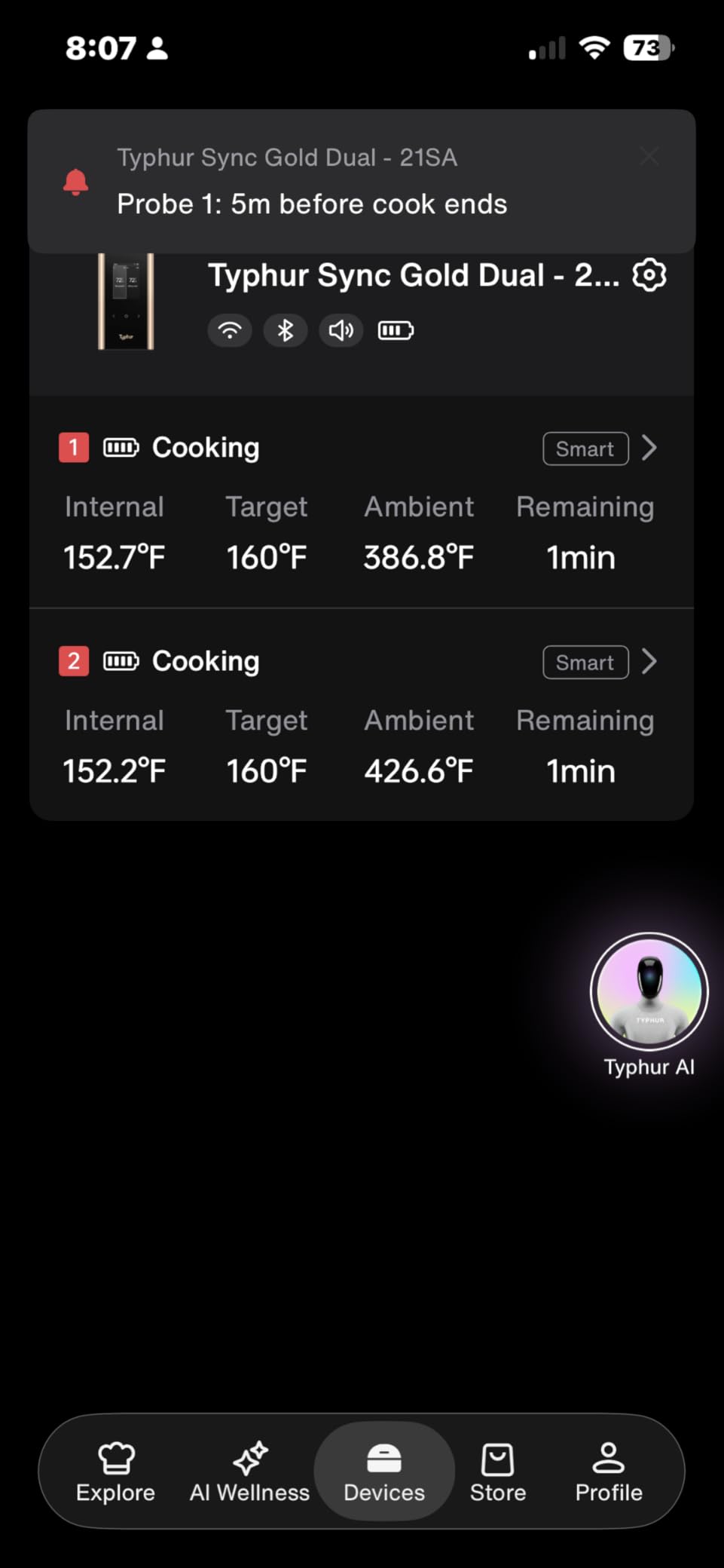Sync Gold Wireless WiFi Meat Thermometer, 4 Slim Probes, 6 Sensors, 10x Stronger Signal, ±0.5℉ Accuracy, Smart Base Direct Setup, Reliable Reading Through Kamado Grill, BBQ, Oven, Smoker, Air Fryer customer photo 1