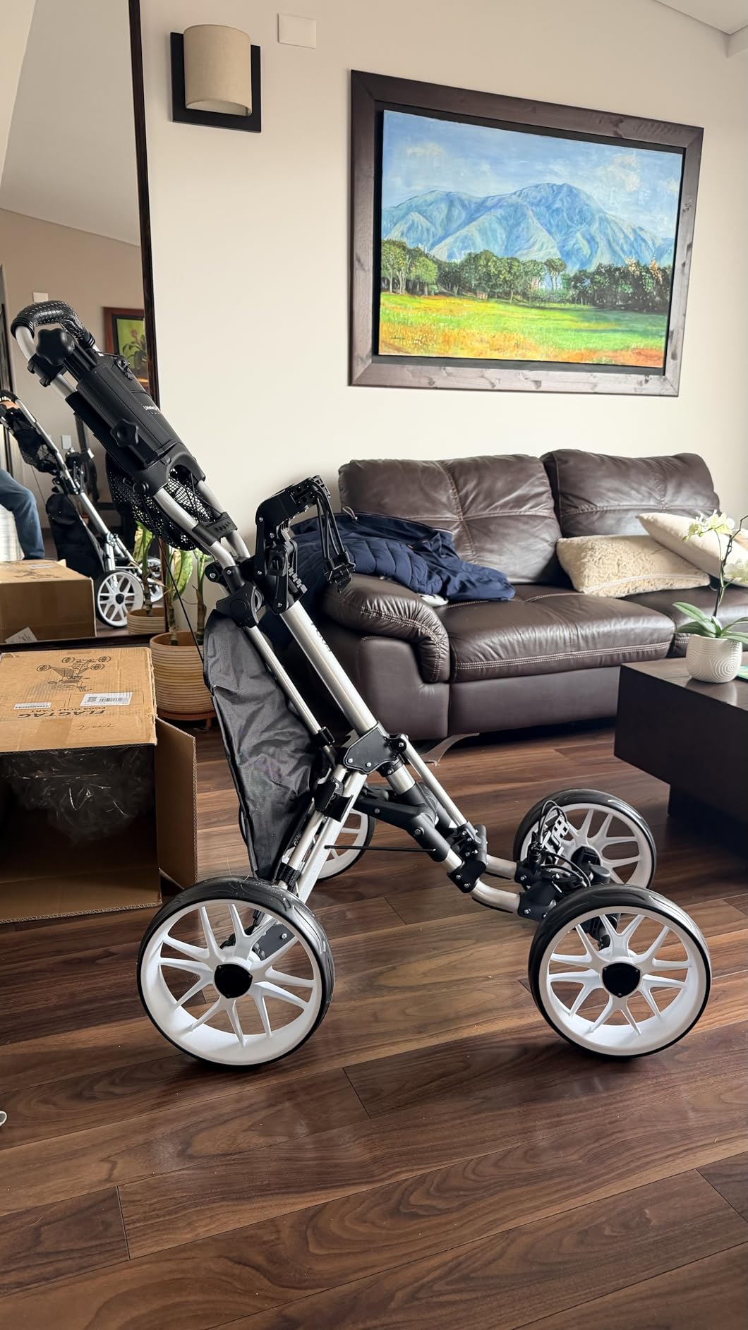 FLAGTAG Golf Push Cart 4-Wheels,Folding Golf Cart, Golf Pull cart with Cup Holder,Umbrella Holder,Cooler Bag, Foldable with one-Click,Handle Height Adjustable,Drink Holder,Walking Push cart customer photo 2