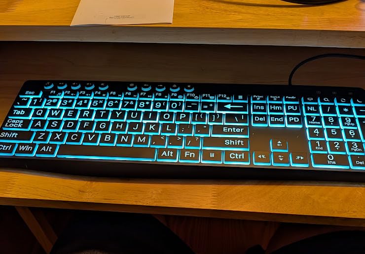 OMOTON Large Print Backlit Keyboard with Dual USB C and USB A Interface | Oversize Font Key with White Backlight Easier to See and Type, Full Size Wired Computer Keyboard for Windows, PC, Laptop customer photo 2