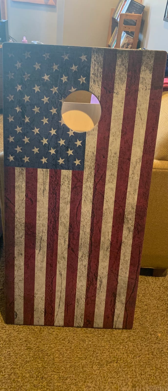 CornholeAce ACE PRO American Flag Cornhole Board Set - No Bounce! Triple Wide Legs, 3/4