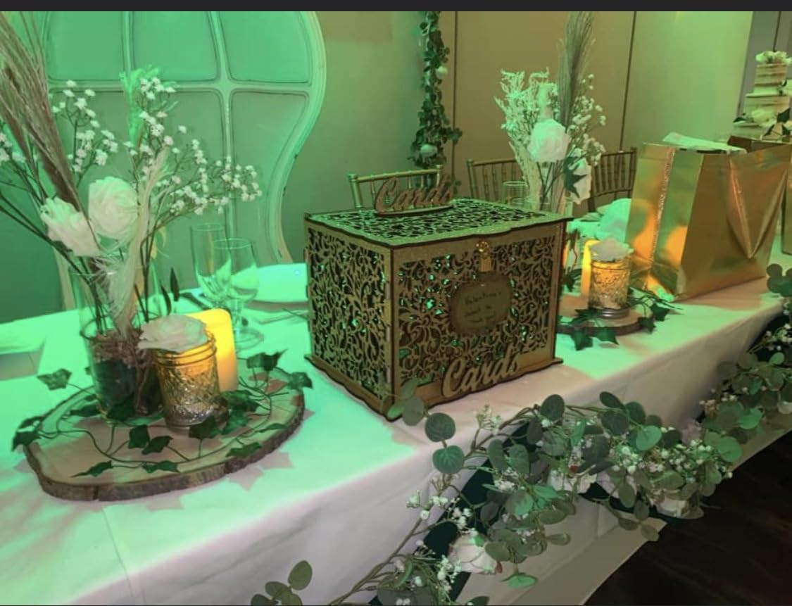 OurWarm Brown Wedding Card Box for Party with Hexagonal Acrylic Window customer photo 1