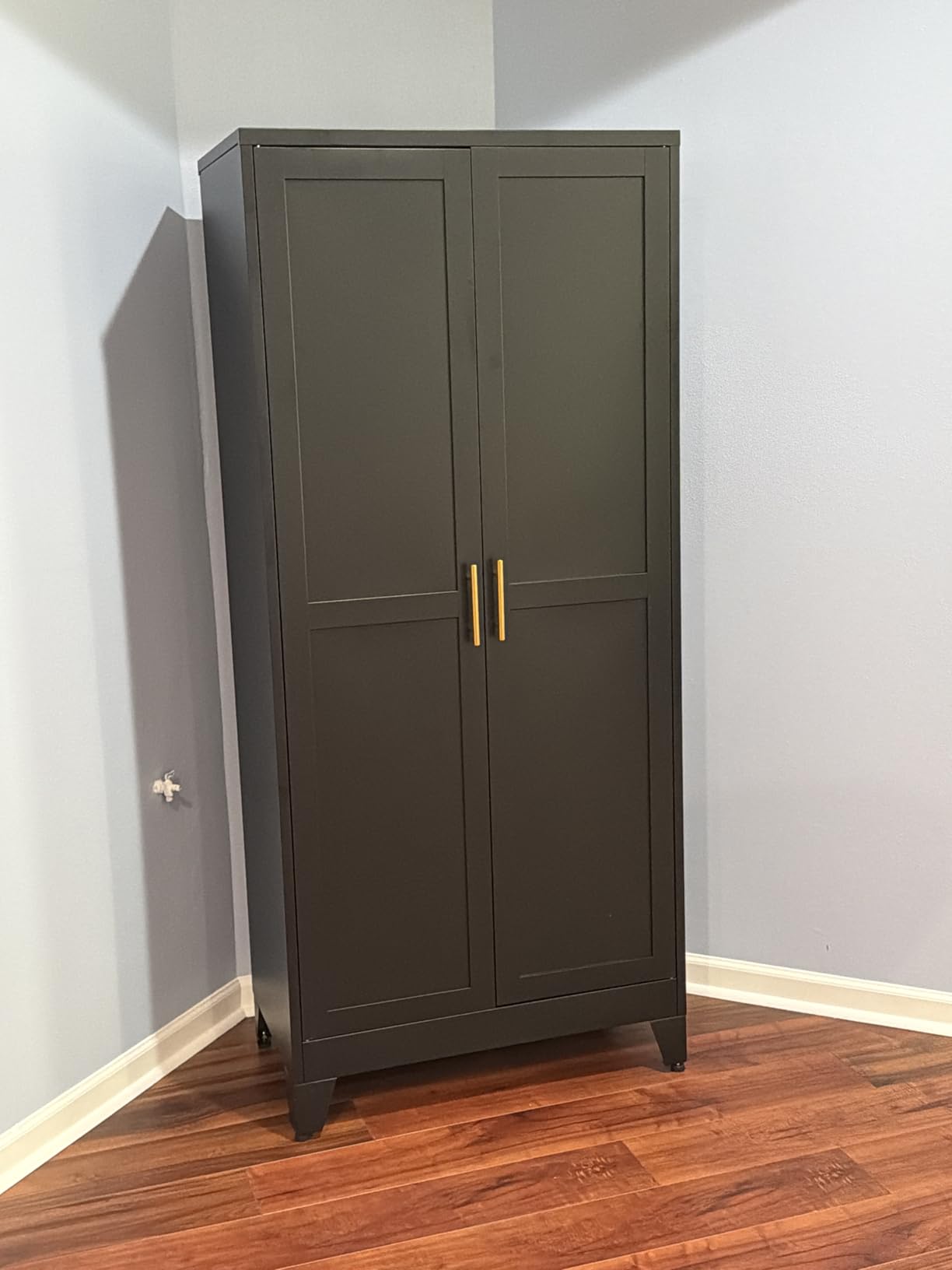 Metal Armoire Wardrobe Closet Storage Cabinet with Hanging Rod, 71'' Metal Wardrobe Cabinet with 2 Doors and 2 Adjustable Shelves for Bedroom, Laundry Room, Cloak Room customer photo 1