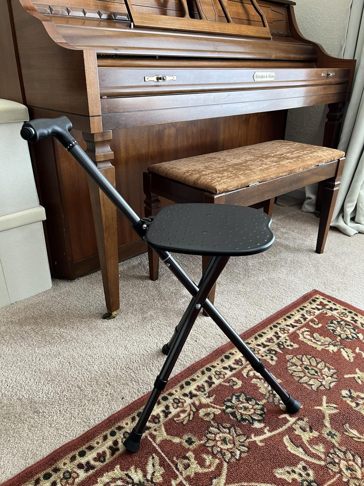 BigAlex Alloy Folding Cane with Seat, Lightweight Adjustable Walking Cane with Seat, Cane Seat with LED for Seniors, Cane Chair for Woman/Man,Anti-Slip Walking Stick for Seniors customer photo 1