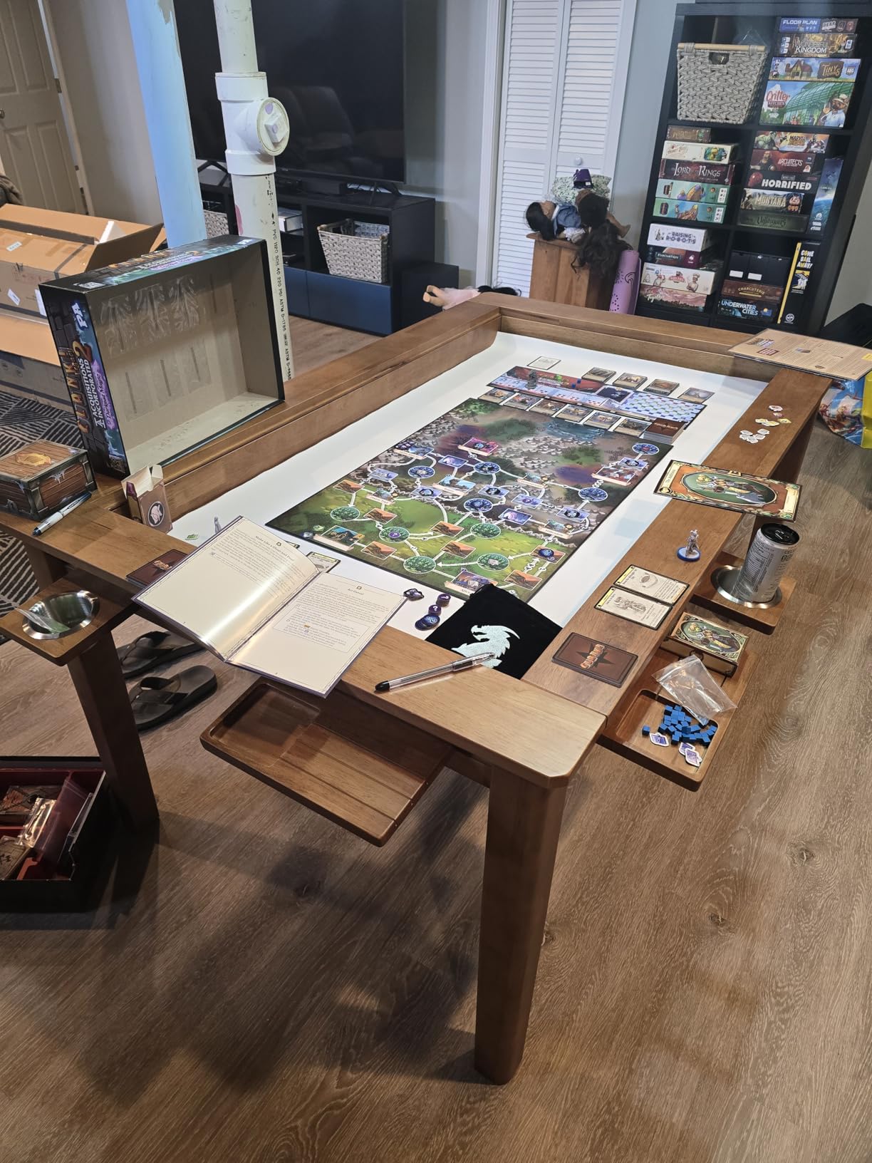 Coperat Solid Wood Board Game Table for 4-6 Players,Dining/Gaming Table w/ 54