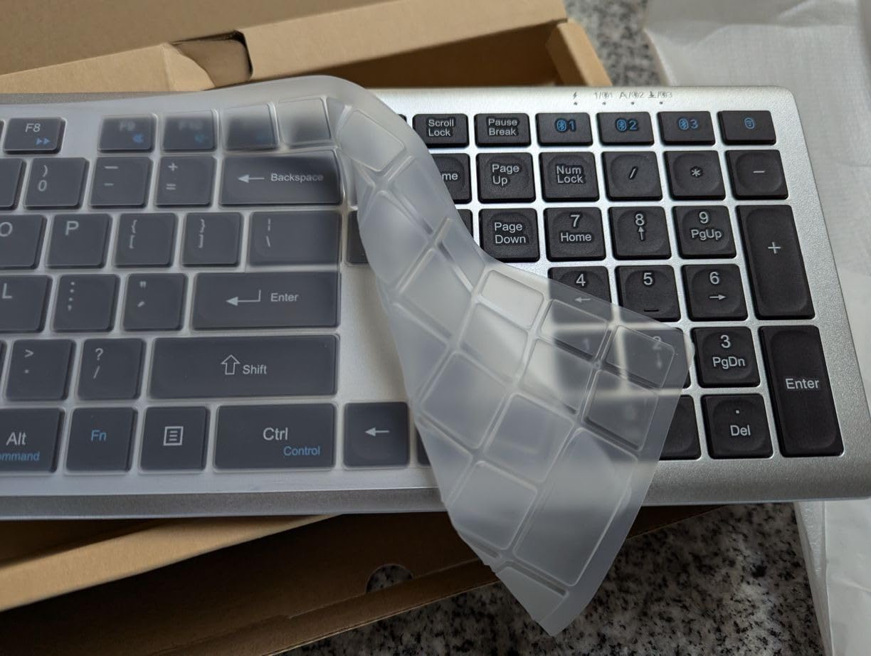 TECKNET Bluetooth Keyboard Rechargeable 4-Device (2.4G+BT) Free Switching | Multi-device Connection, Ultra-Slim, Numeric Pad, Quiet Full Size Wireless Keyboard for PC/Laptop/Smart TV/Phone, 12 Hot Keys customer photo 1