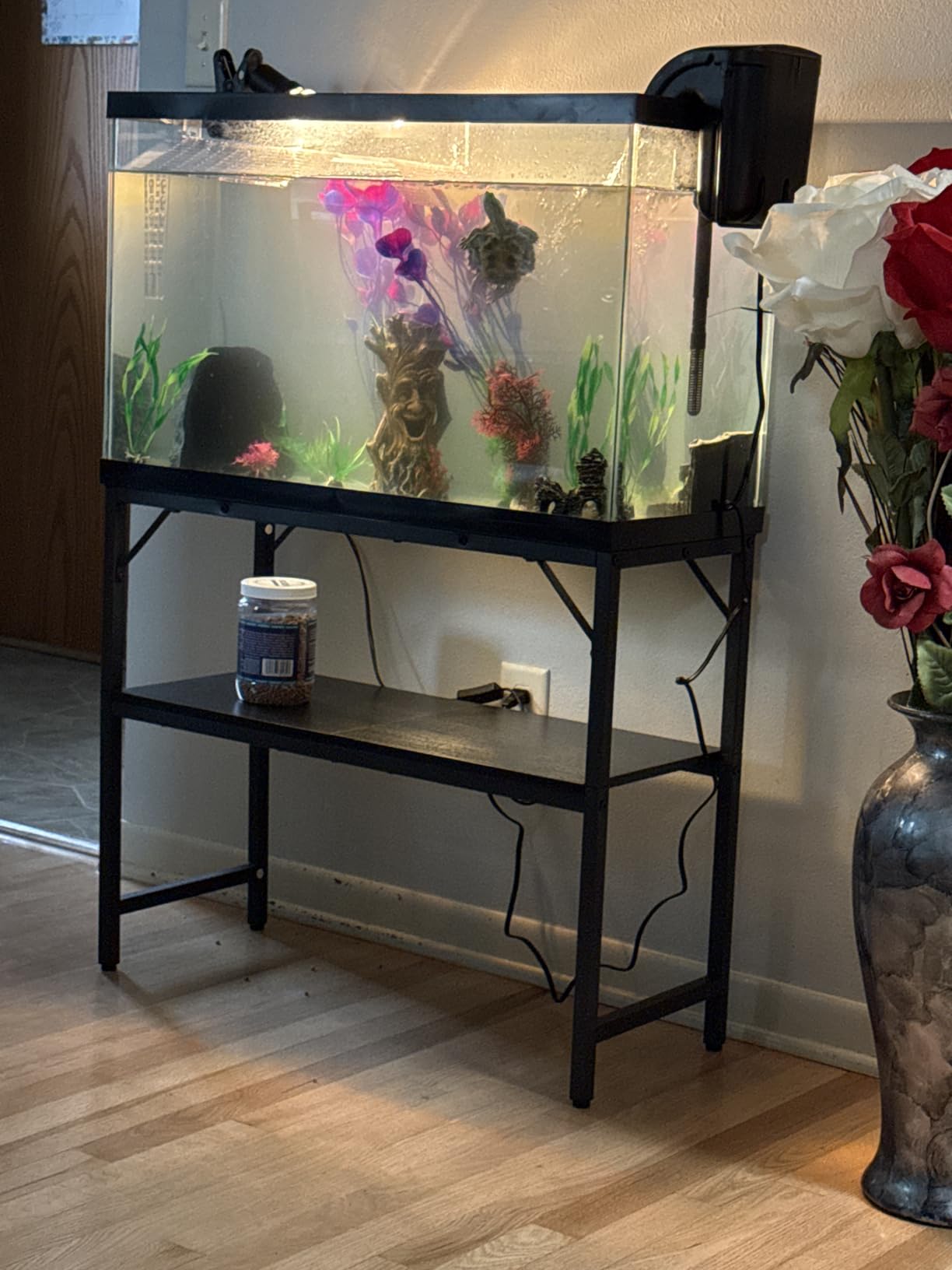 MAHANCRIS 40-50 Gallon Fish Tank Stand, Aquarium Stand with 2-Tier Storage Shelves, Heavy Duty Breeder Turtle Terrarium Stand Rack for Home Office, 36.2