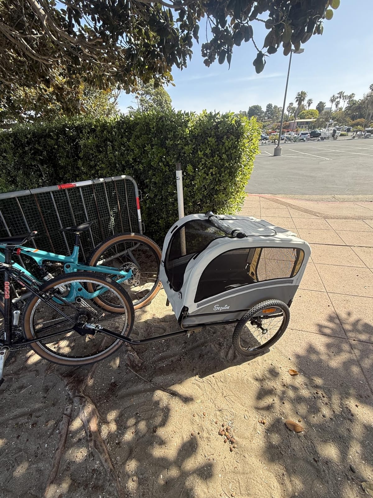 Sepnine Dog Bike Trailer, Supports up to 110 lbs, 2-in-1 Pet Stroller Cart Bicycle Carrier, Easy Folding Cart Frame with Quick Release Wheels, Universal Bicycle Coupler, Non-Slip Floor, Internal Leash customer photo 2