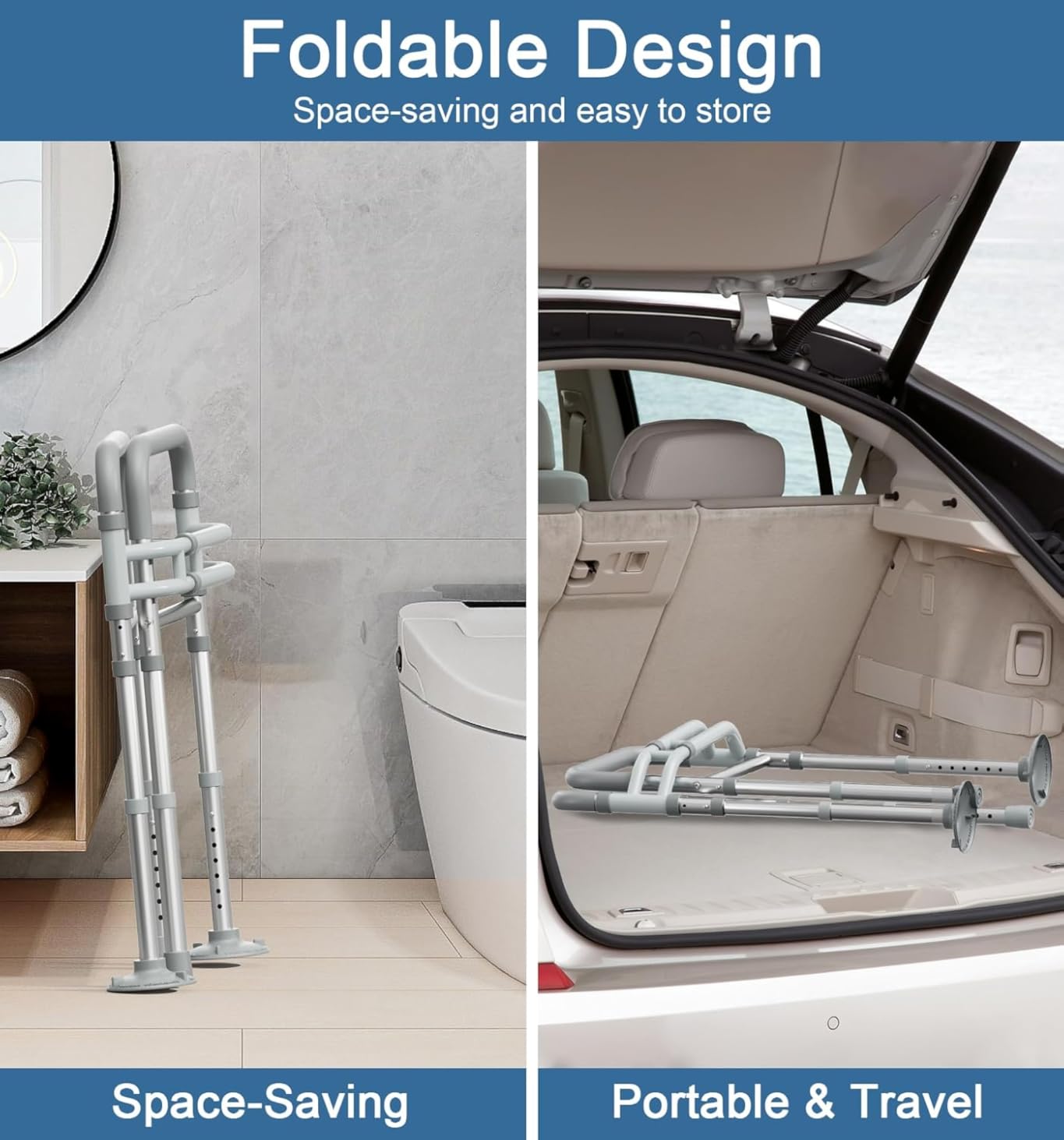 HOMLAND Toilet Safety Rails for Seniors, Adjustable Height & Width, 350 Lbs | Padded Armrests, Foldable Aluminum Toilet Safety Frame, Handicap Toilet Handles for Elderly and Disabled, Fit Any Toilets customer photo 1