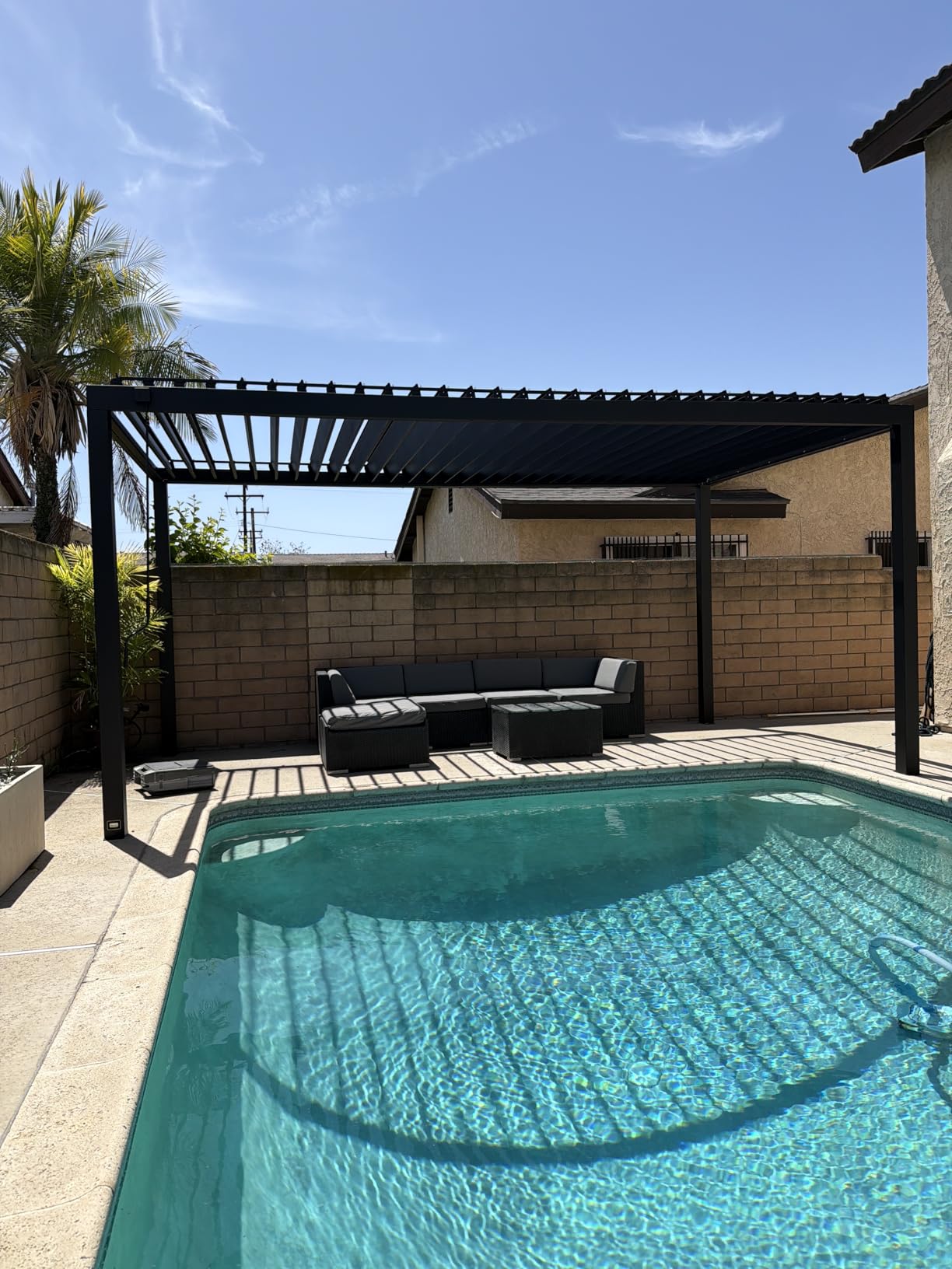 Backyard Discovery Sarasota 18' x 10' Galvanized Steel Louvered Pergola Kit with Adjustable Roof, Shade, Rain Protection, High-Wind Rating, Gutter System for Outdoor Patio, Garden, Deck, Entertaining customer photo 1