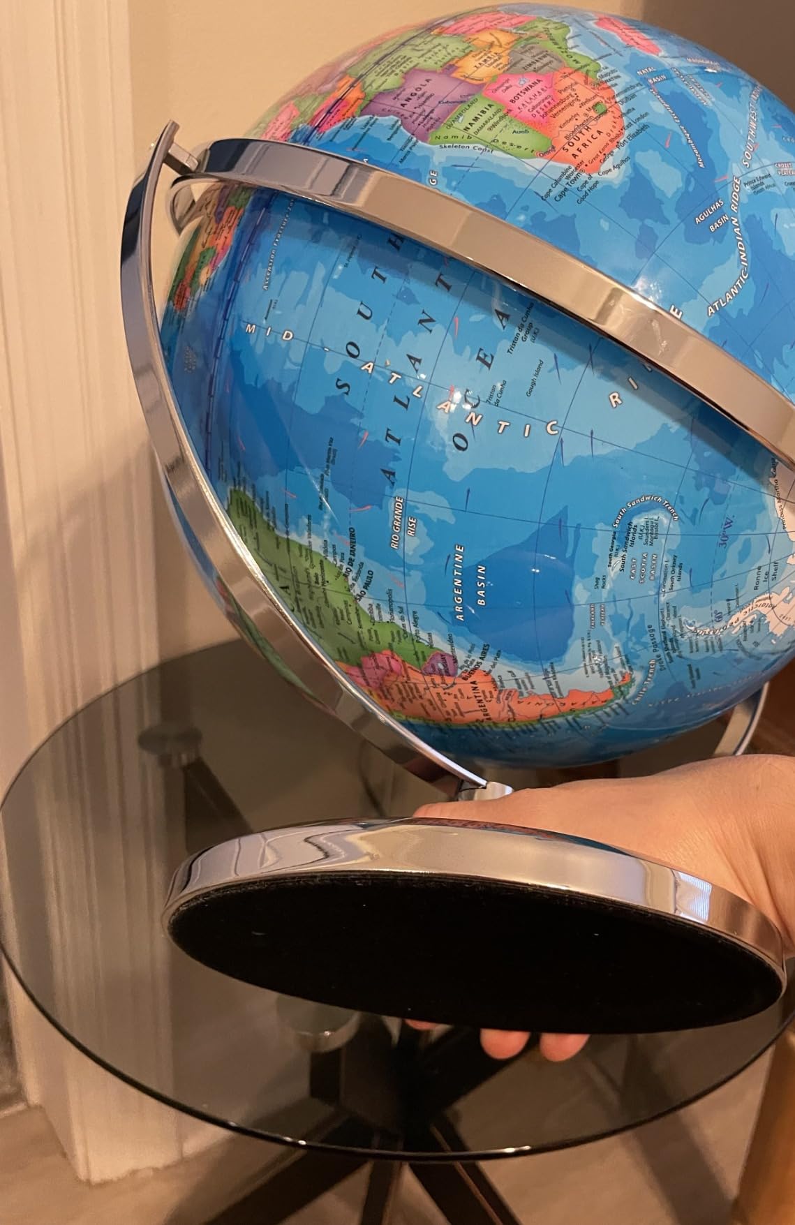 BSHAPPLUS 13inch World Globe with Metal Stand, 720° Full-View Rotation customer photo 1