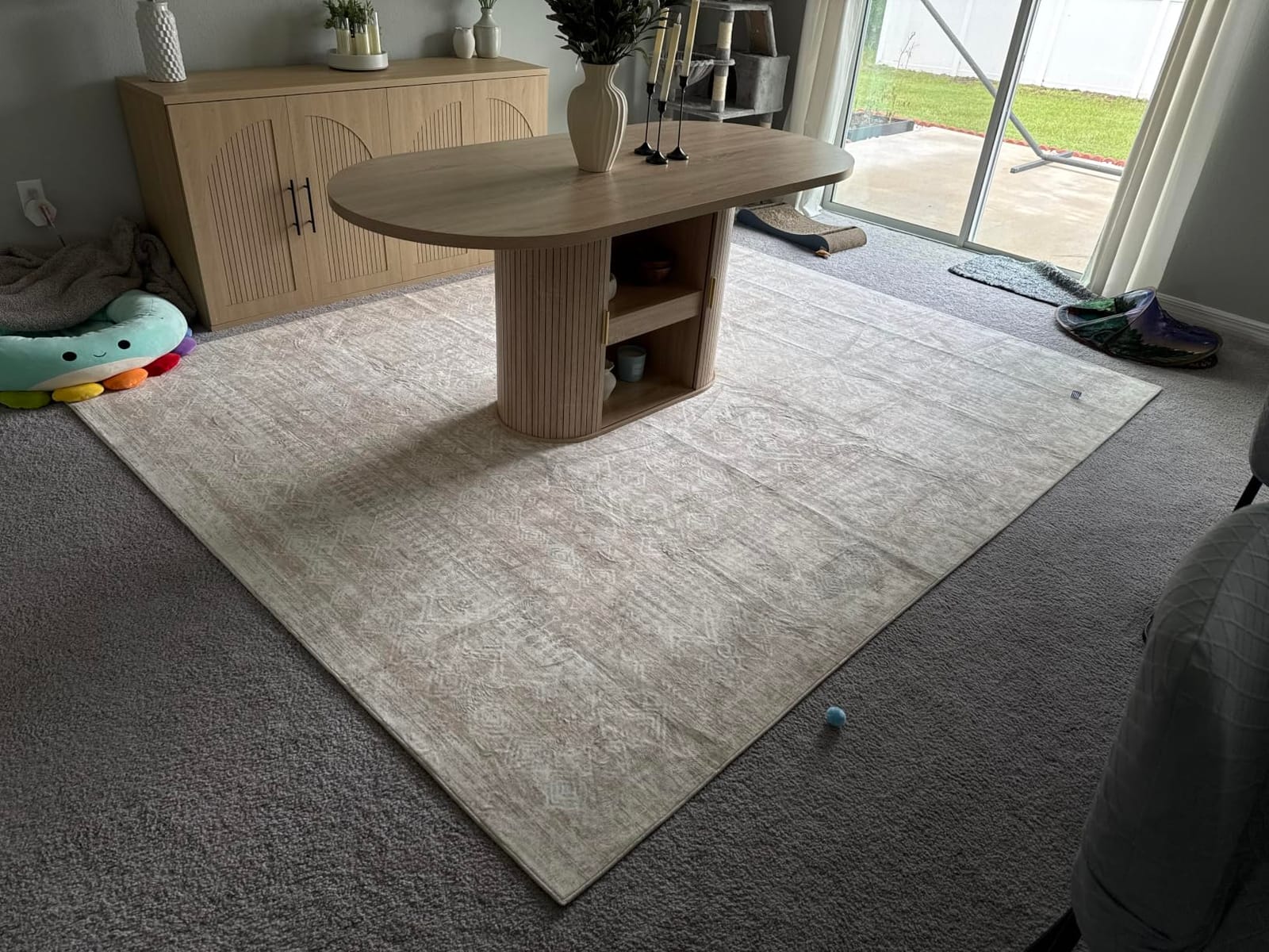 Living Room Rugs 8x10: Washable Moroccan Geometric Boho Rug Farmhouse Non Slip Stain Resistant Large Rug Low Pile Soft Carpet for Bedroom Dining Room Children Room (Beige,8'x10') customer photo 1