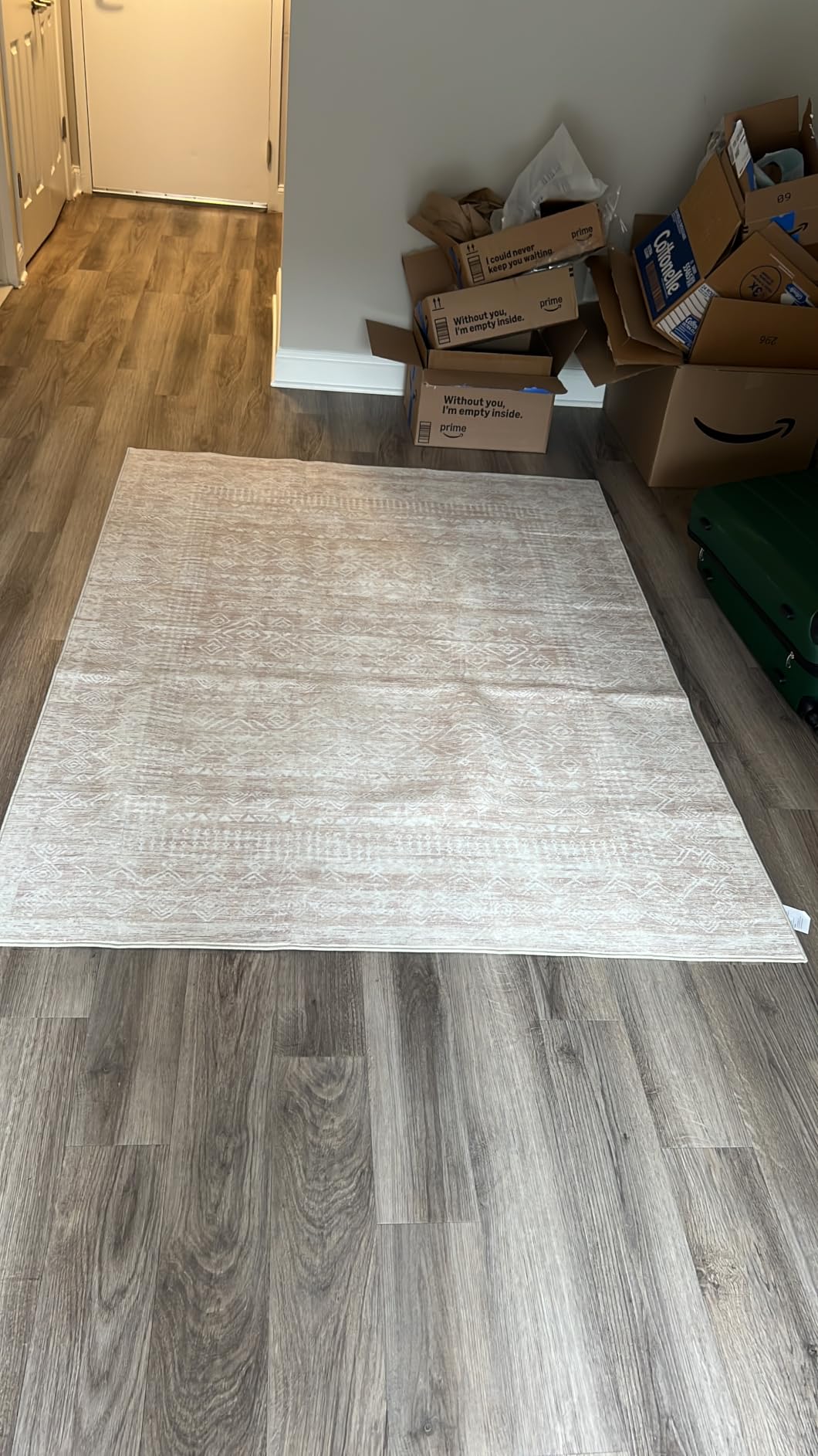 Living Room Rugs 8x10: Washable Moroccan Geometric Boho Rug Farmhouse Non Slip Stain Resistant Large Rug Low Pile Soft Carpet for Bedroom Dining Room Children Room (Beige,8'x10') customer photo 2