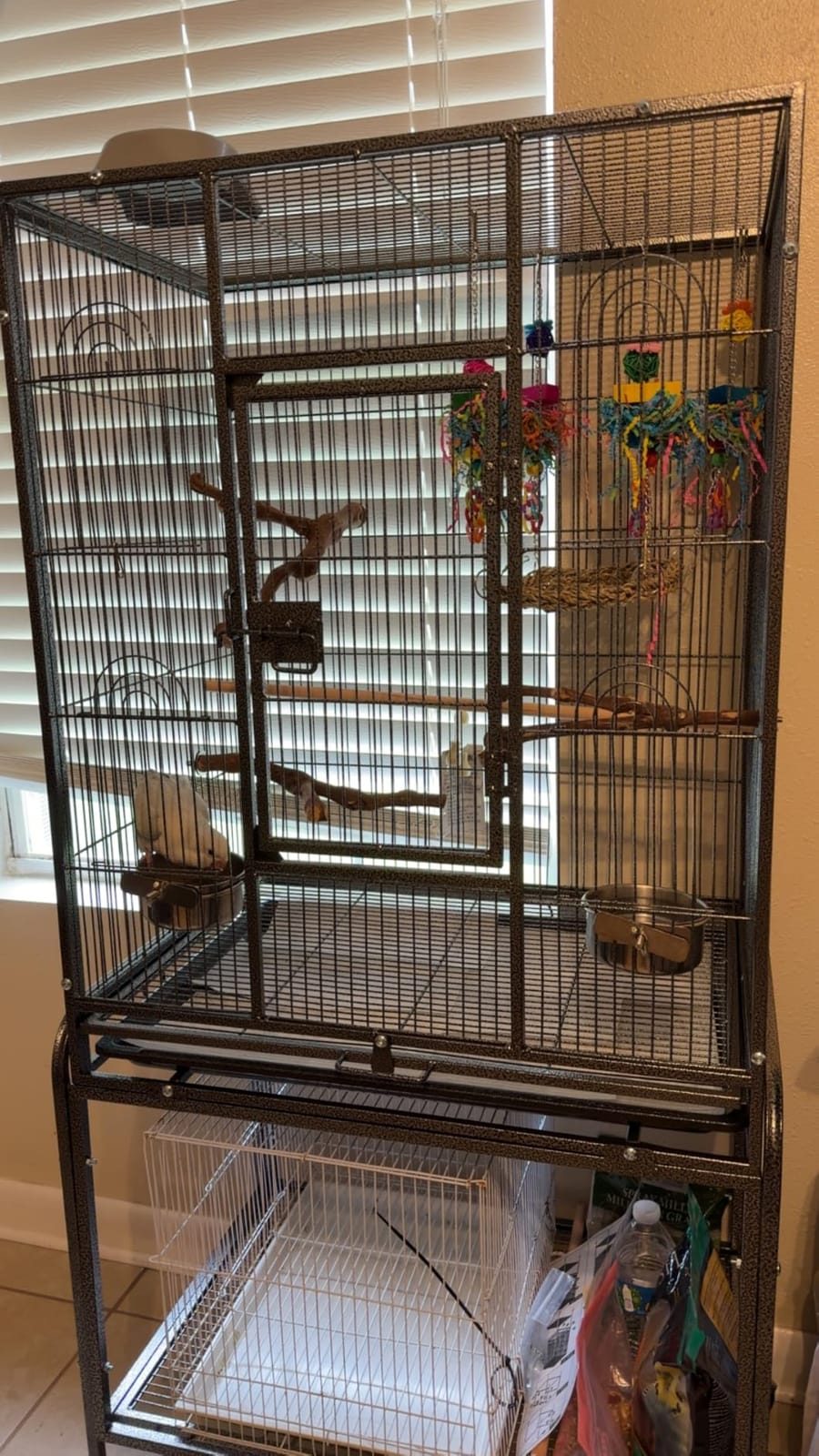 VINGLI 53-inch Bird Cage with Wheels, Durable Wrought Iron Parakeet Cage with Slide Out Tray, Black Bird Cages for Parakeets/Lovebird/Cockatiels/Budgies and Other Small/Medium Birds (Black, 53 inch) customer photo 1