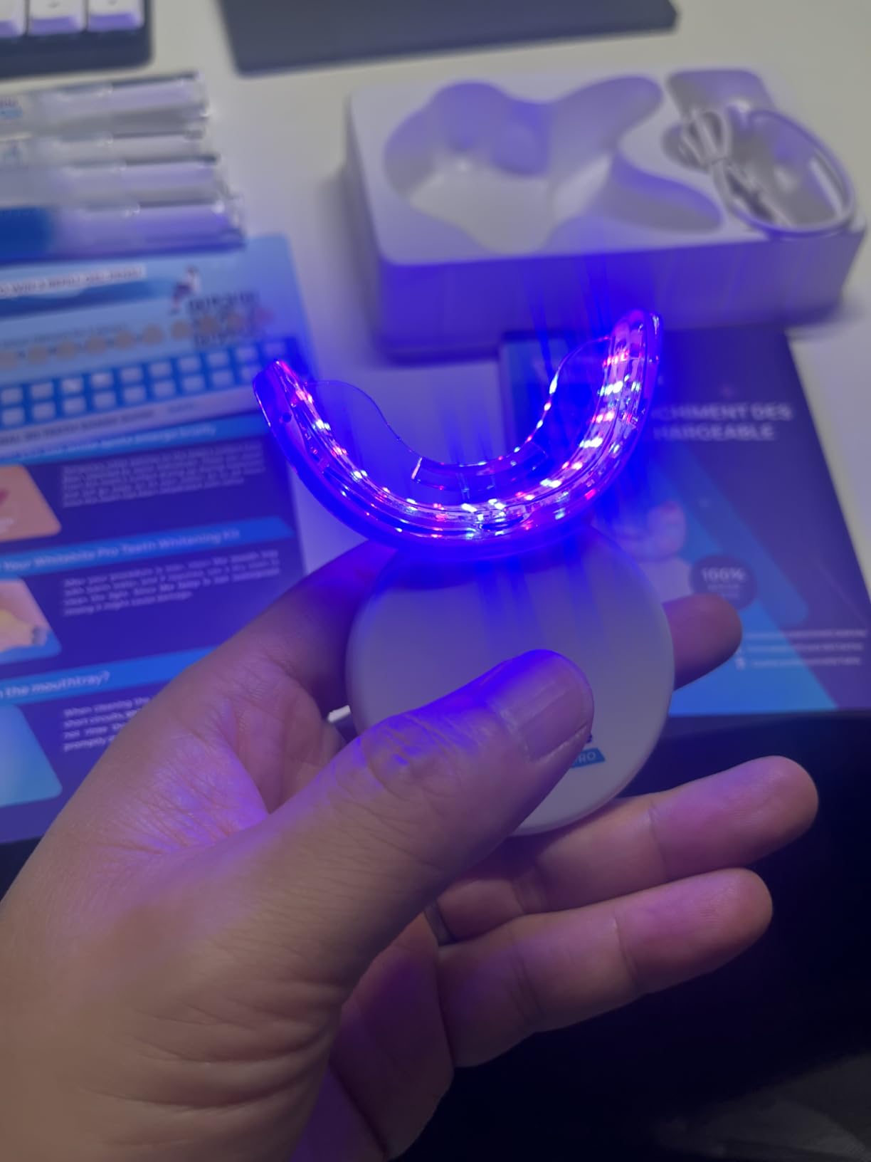 Whitebite Pro Teeth Whitening Kit for Sensitive Teeth - 32X LED Light + 35% Carbamide Peroxide Gel + Remineralizing Gel | Dental-Grade Whitening at Home customer photo 2