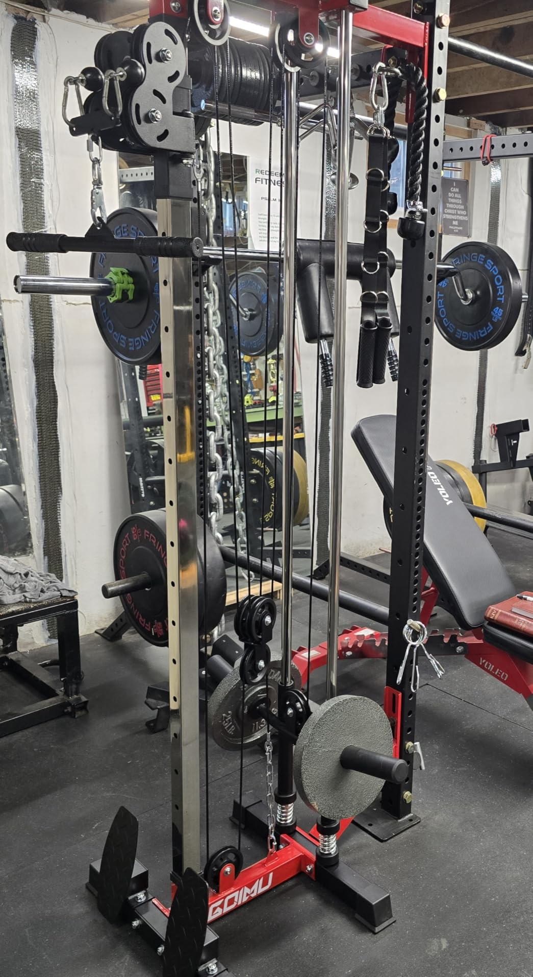 Wall Mount Cable Station, WM1 Cable Crossover Machine with 17 Positions, High and Low Cable Crossover Machine with Removable Footplate for Garage Home Gym customer photo 2