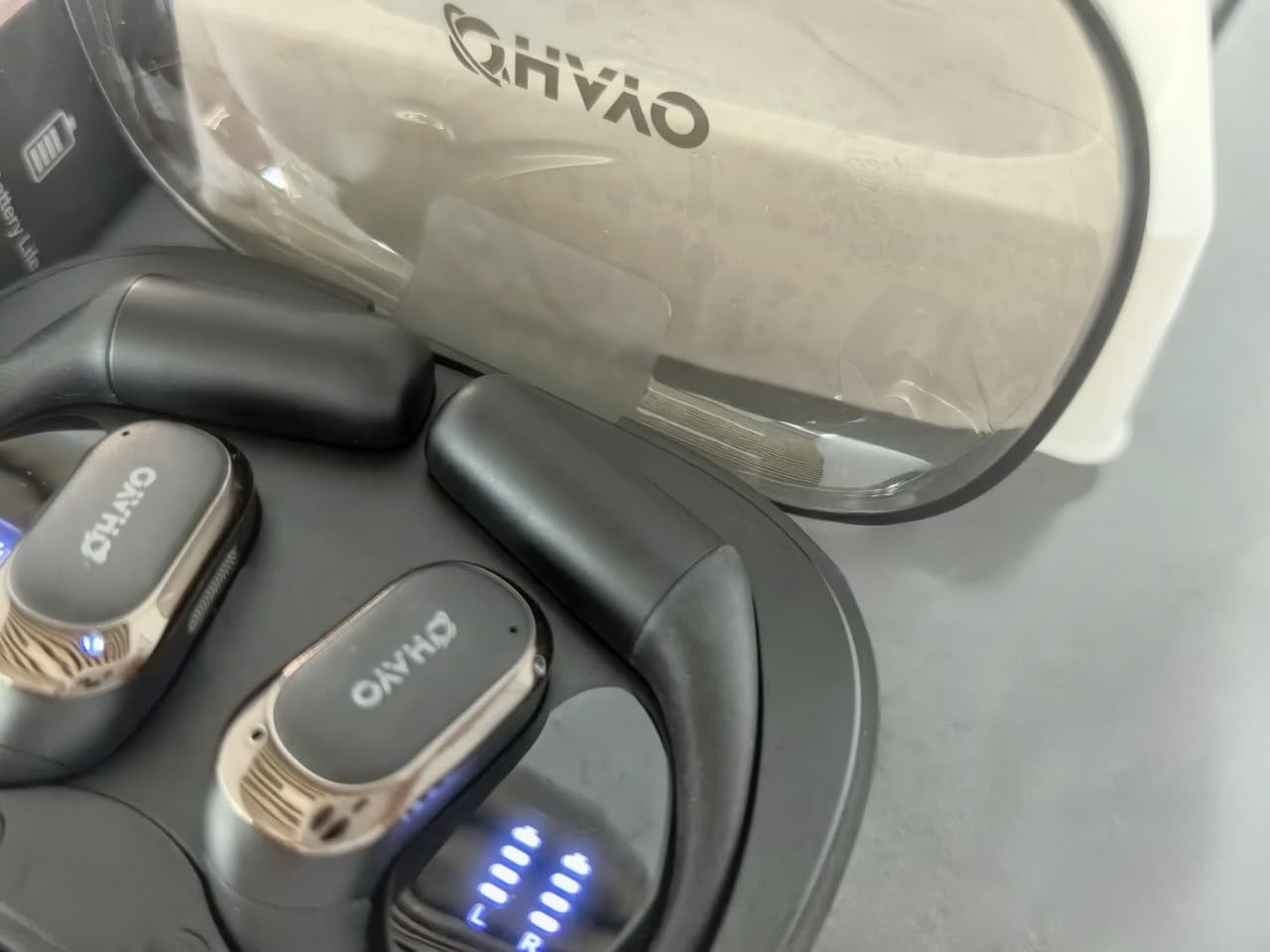 OHAYO Open Ear Headphones,Over Ear Earbuds with Ergonomic Earhook,Bluetooth Headphones 5.4 with Smart Digital Display,40H Playtime,IPX6 Waterproof,Touch Control Operate Fit Cycling,Running,Workout customer photo 2