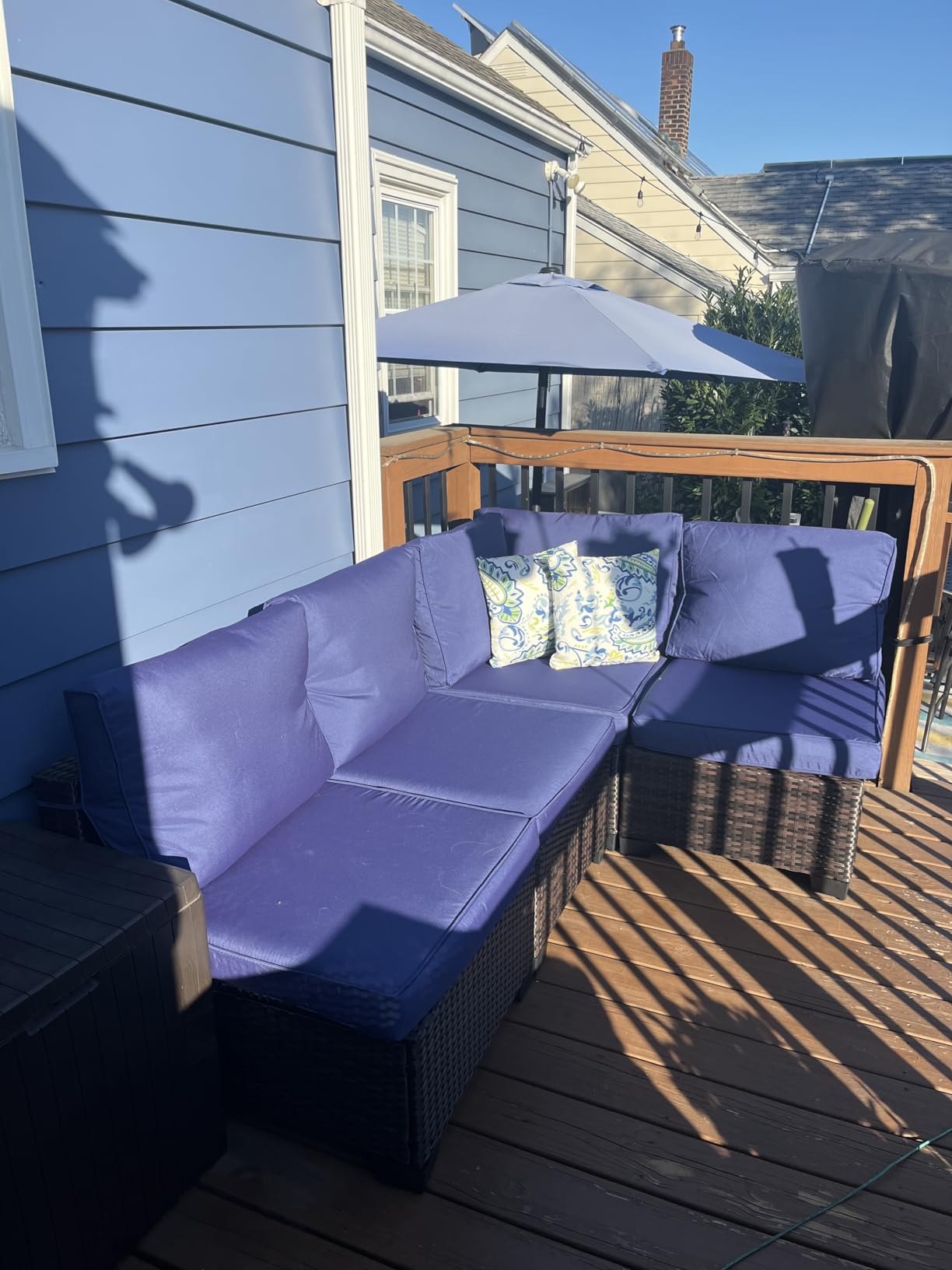 7 Piece Outdoor Patio Sectional Furniture Set, Modular Wicker Outdoor Couch | Modern Rattan Patio Conversation Sofa Set w/Washable Thick Cushions & Coffee Table for Balcony, Porch, Garden, Brown/Beige customer photo 2