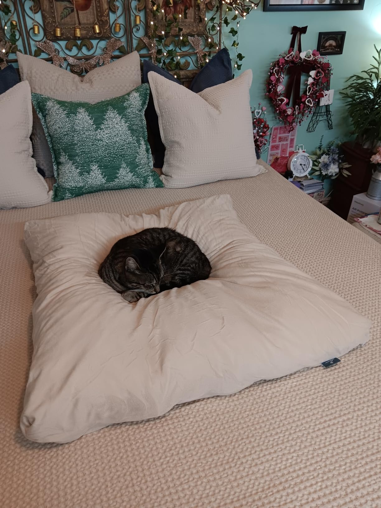 Zafu & Zabuton Meditation Cushion Set - Buckwheat Hull & Memory Foam Pillows, Ergonomic Support for Yoga, Mindfulness - Organic Velvet Cover, Large Size, Durable Comfort (Dark Blue) customer photo 2
