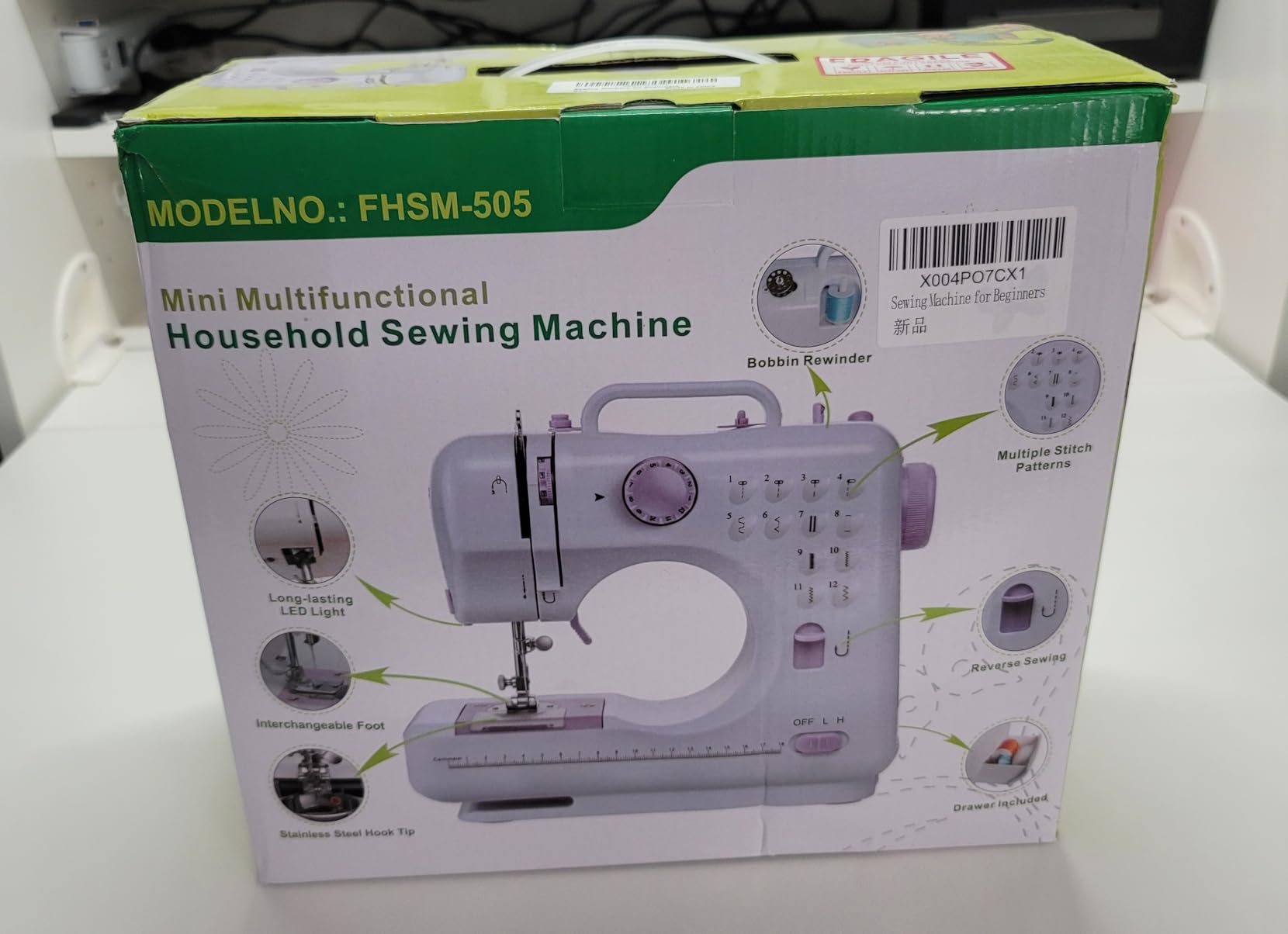 Sewing Machine for Beginners, Portable Mini Small Sewing Machine with 50 Pcs Fabric and 32 Pcs Sewing Threads Kit, 12 Built-in Stitches 2 Speed with Foot Pedal customer photo 1