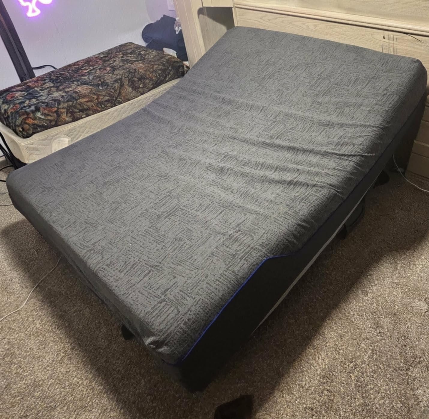 Amada Split King Adjustable Bed Frame and 14 Inch Cooling Gel Memory Foam Mattress Set, Massage, Head & Foot Incline, Wireless Remote, USB Ports, LED Night Light, Medium Firm Support customer photo 2